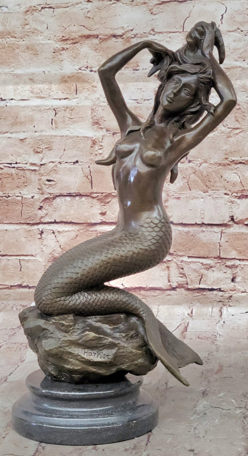 Bronze Sculpture Handcrafted Mermaid Erotic Nude Home Office Decoration Figure