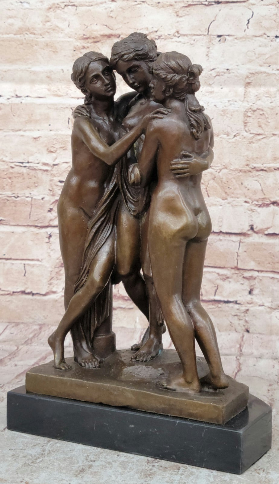 Signed Popular Three Graces Nude Ladies by Canova Hot Cast Classic Artwork Decor