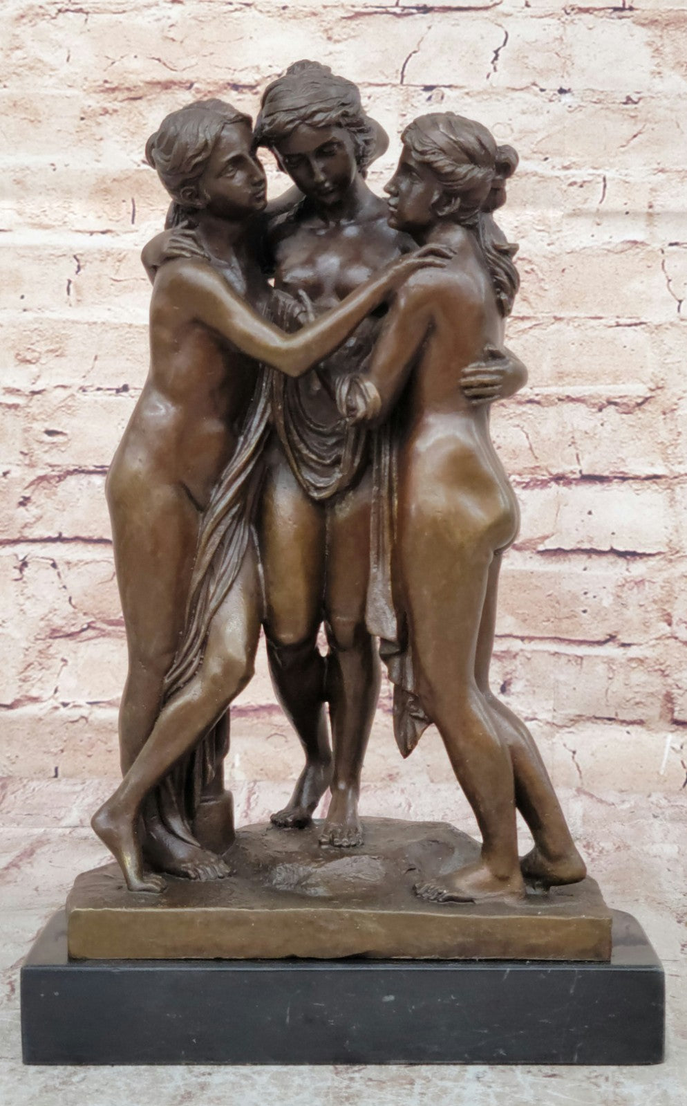 Signed Popular Three Graces Nude Ladies by Canova Hot Cast Classic Artwork Decor