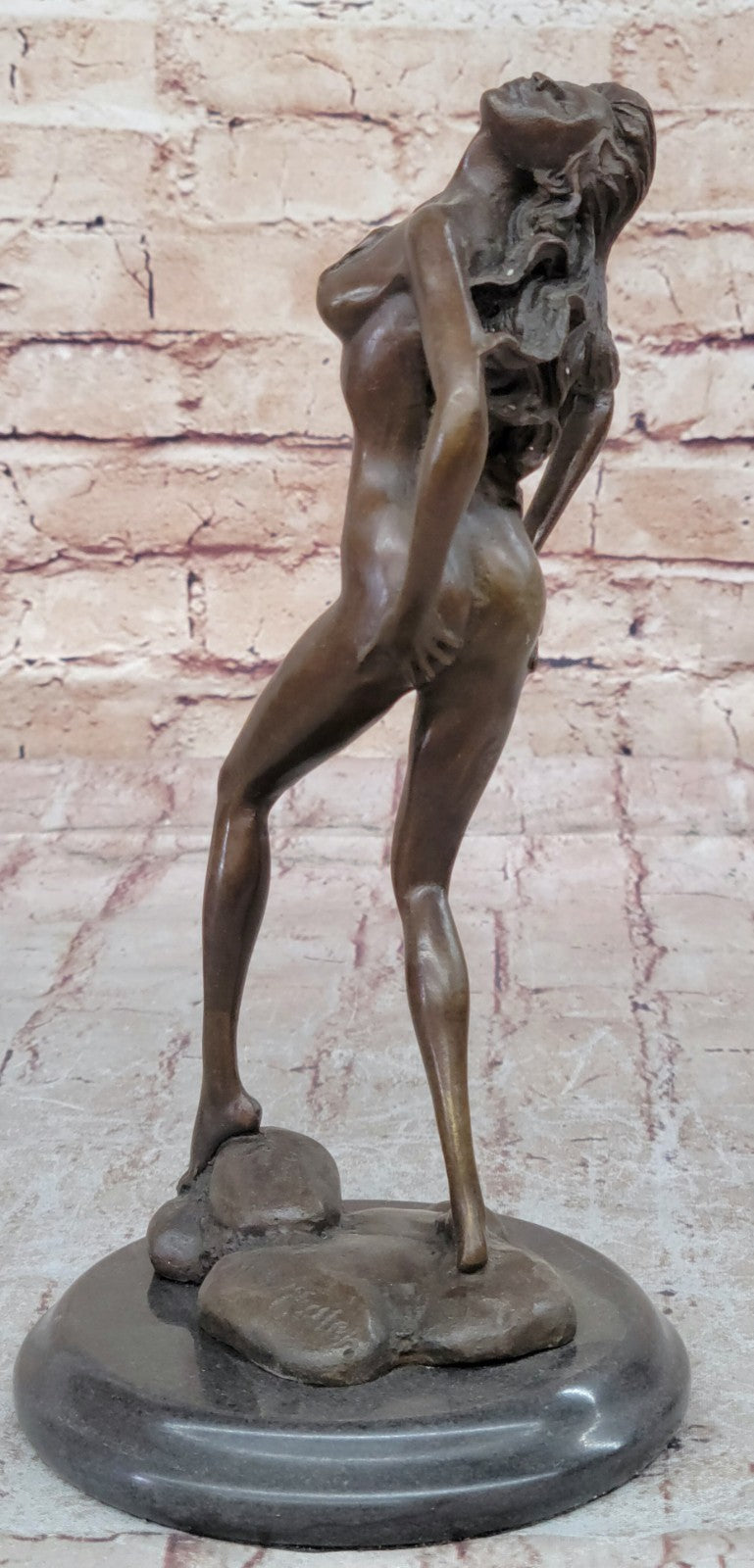 Sensual Modest Nude Girl Figure Athlete Bronze Marble Statue Art Sculpture Large