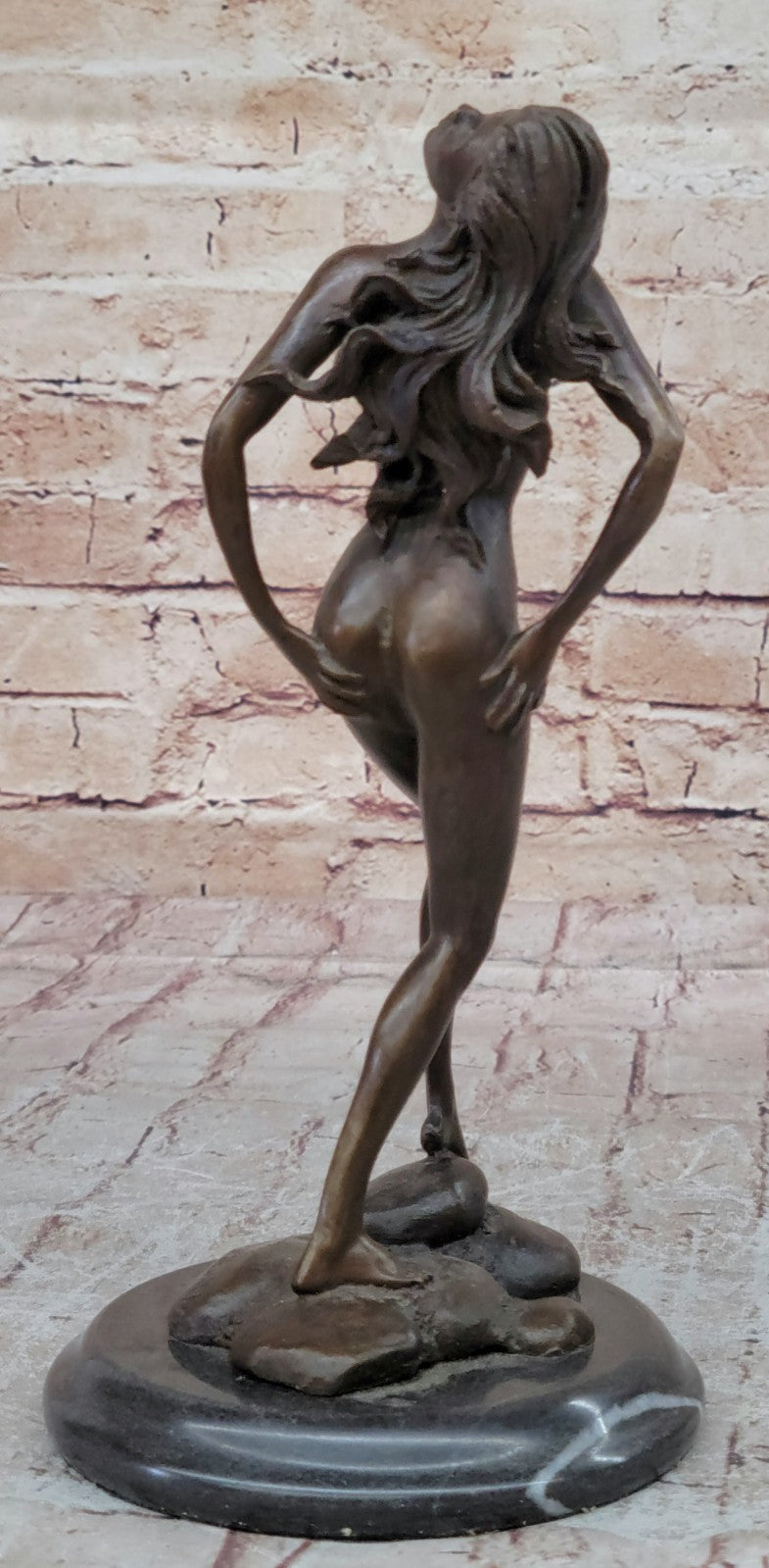 Sensual Modest Nude Girl Figure Athlete Bronze Marble Statue Art Sculpture Large