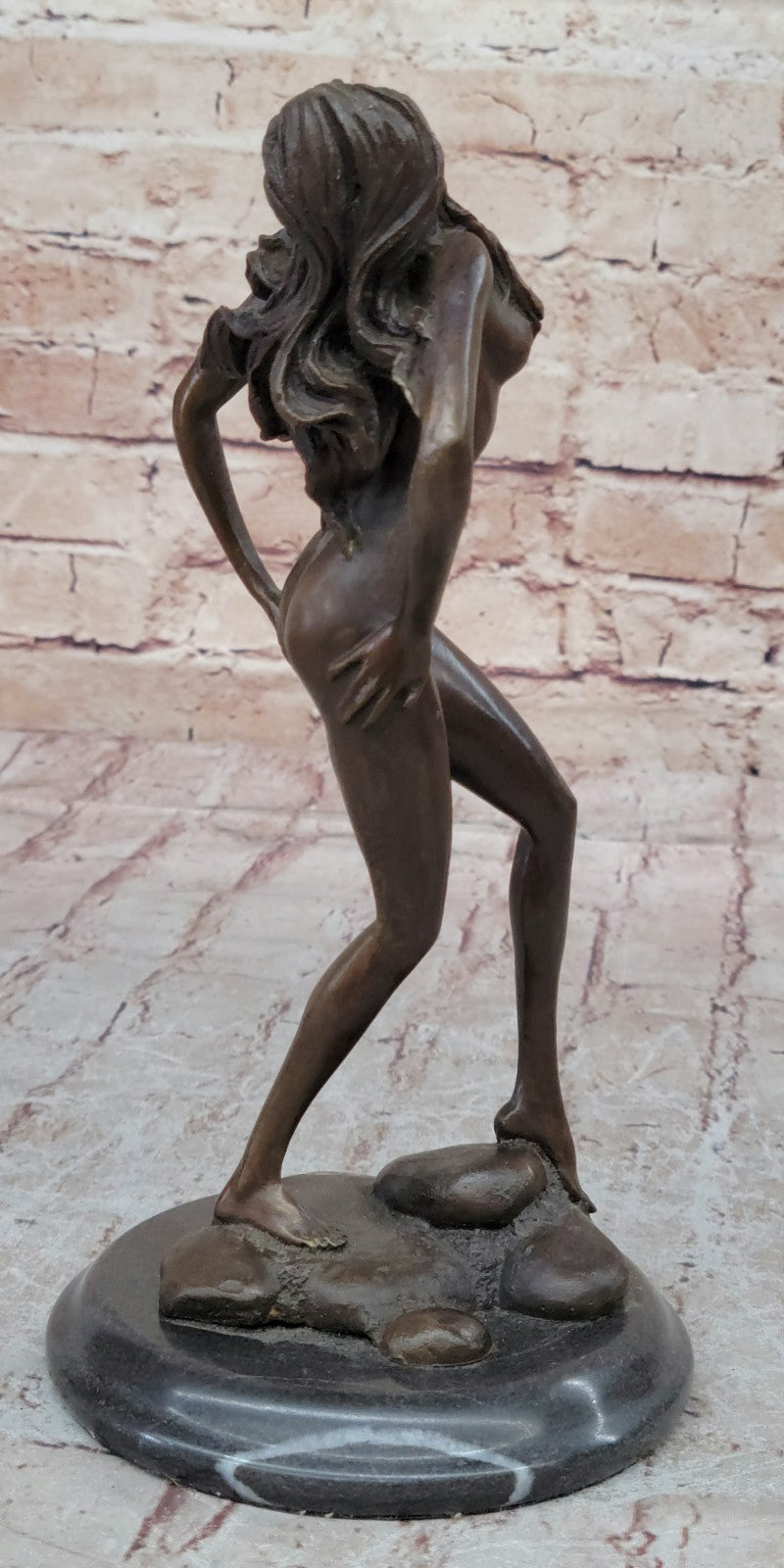 Sensual Modest Nude Girl Figure Athlete Bronze Marble Statue Art Sculpture Large