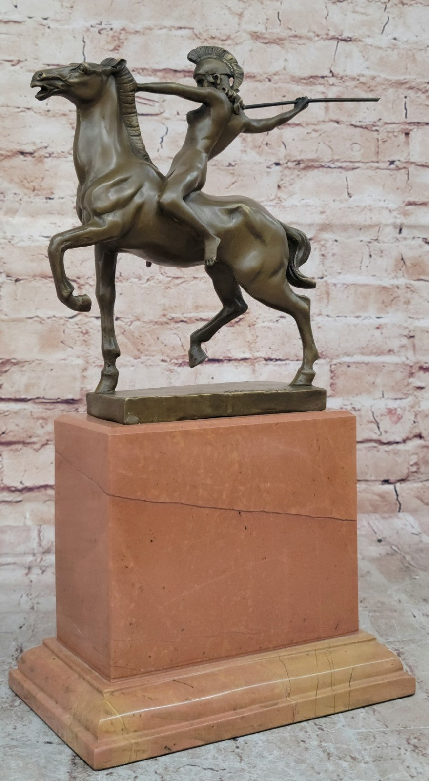 Original Vitaleh Female Amazon Girl With Hat Bronze Sculpture Marble Base Statue