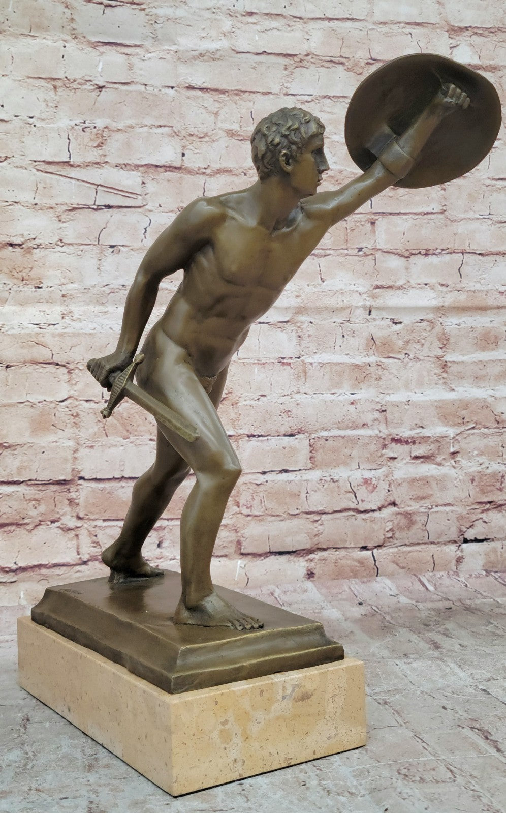 HANDSOME MAN BRONZE HONOR PATRIA ROMAN FRENCH GLADIATOR GAY METAL STATUE