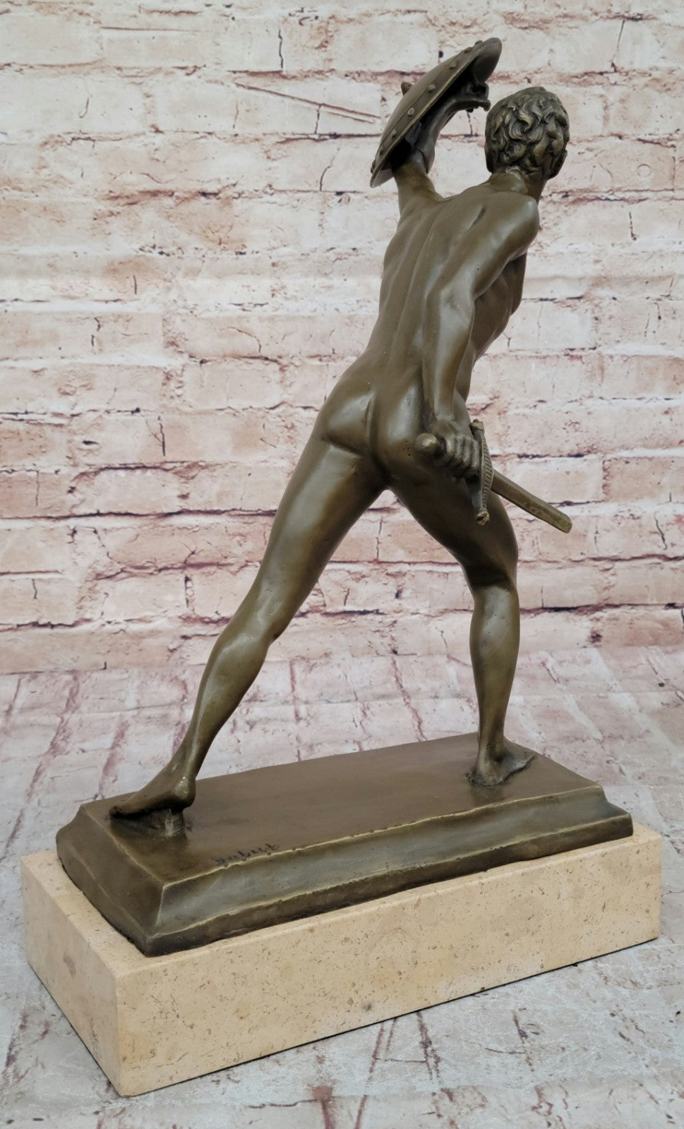 HANDSOME MAN BRONZE HONOR PATRIA ROMAN FRENCH GLADIATOR GAY METAL STATUE