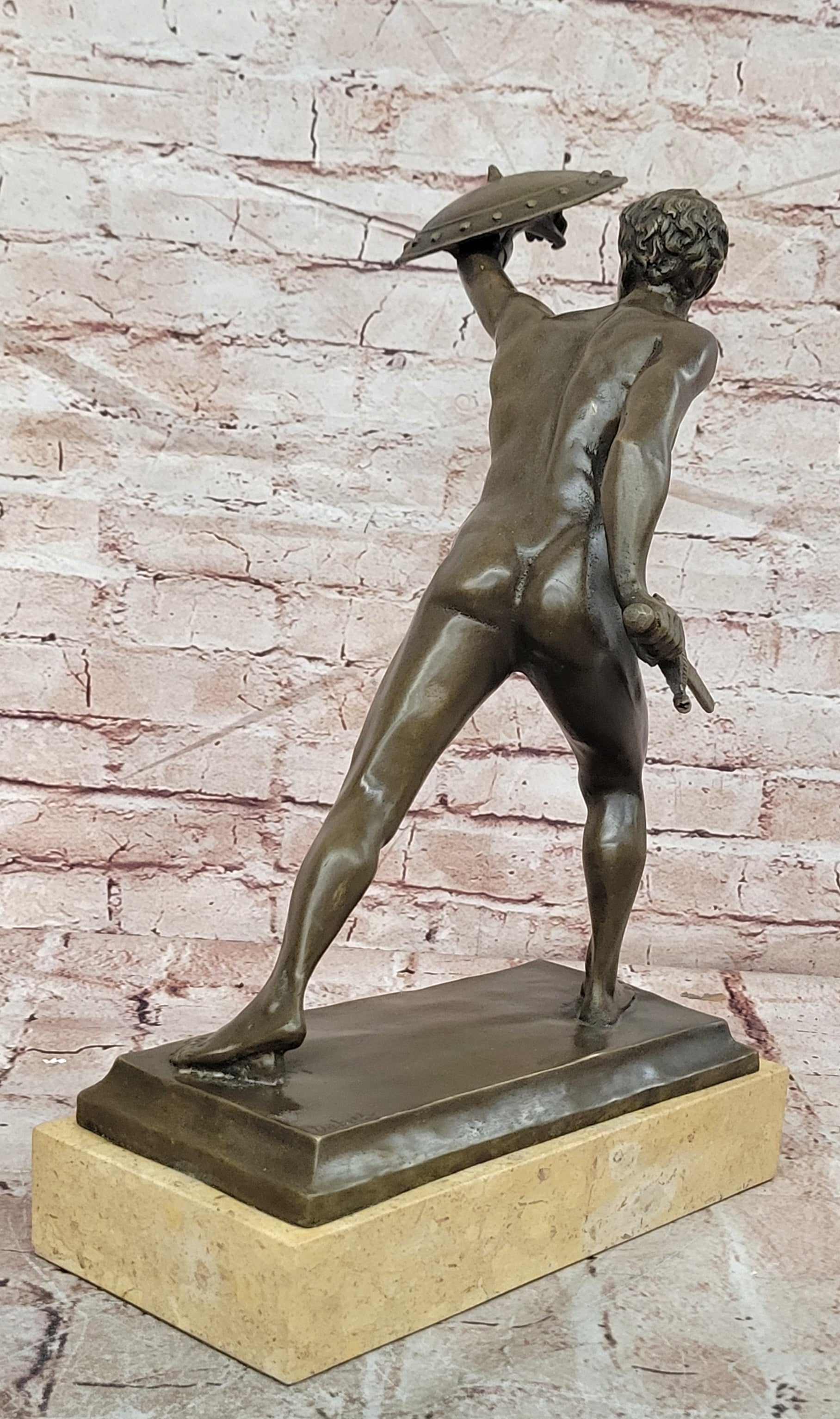 HANDSOME MAN BRONZE HONOR PATRIA ROMAN FRENCH GLADIATOR GAY METAL STATUE
