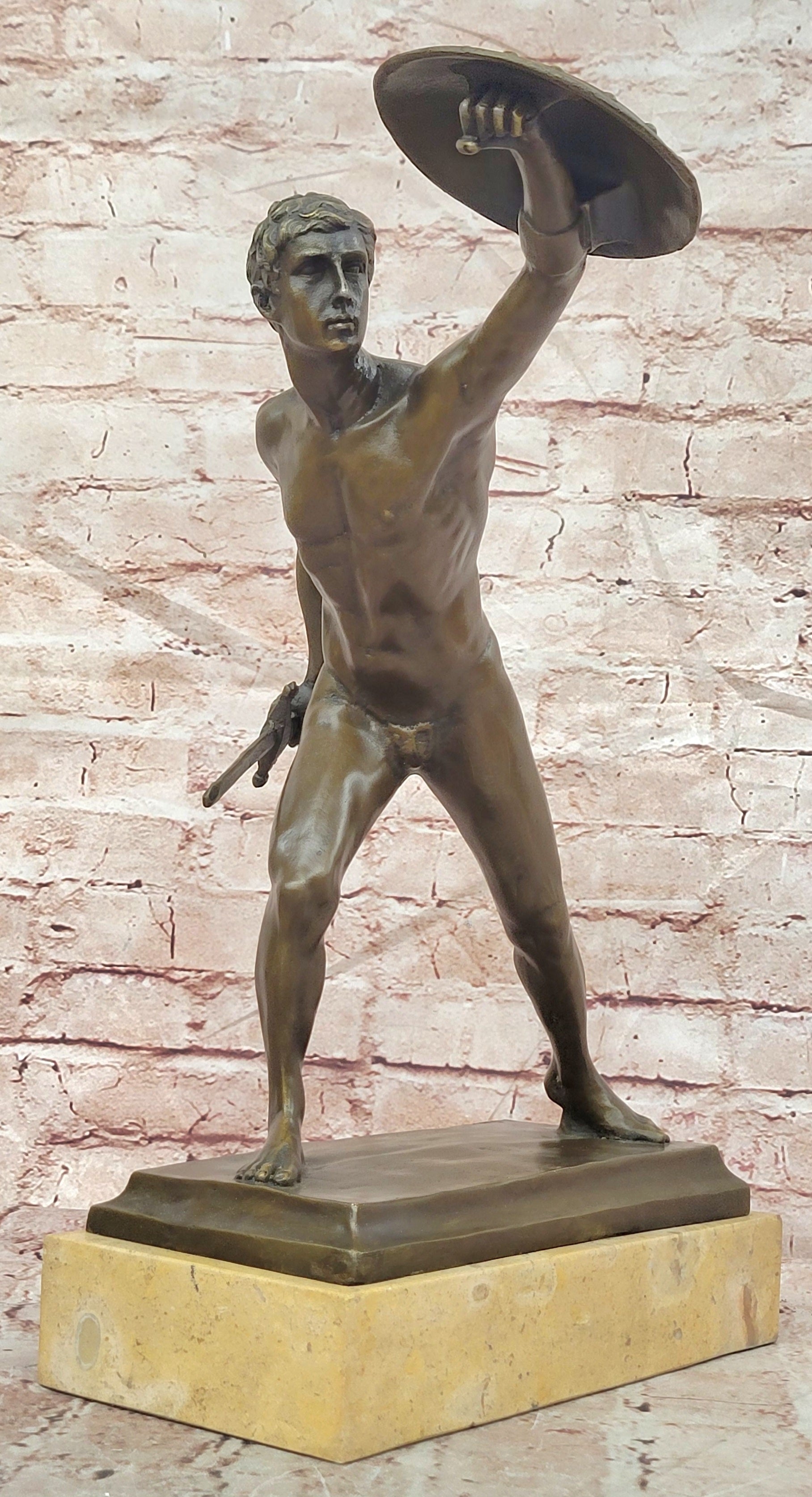 HANDSOME MAN BRONZE HONOR PATRIA ROMAN FRENCH GLADIATOR GAY METAL STATUE
