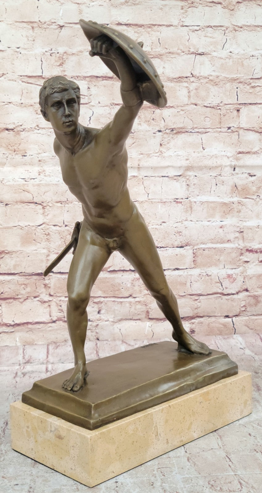 HANDSOME MAN BRONZE HONOR PATRIA ROMAN FRENCH GLADIATOR GAY METAL STATUE