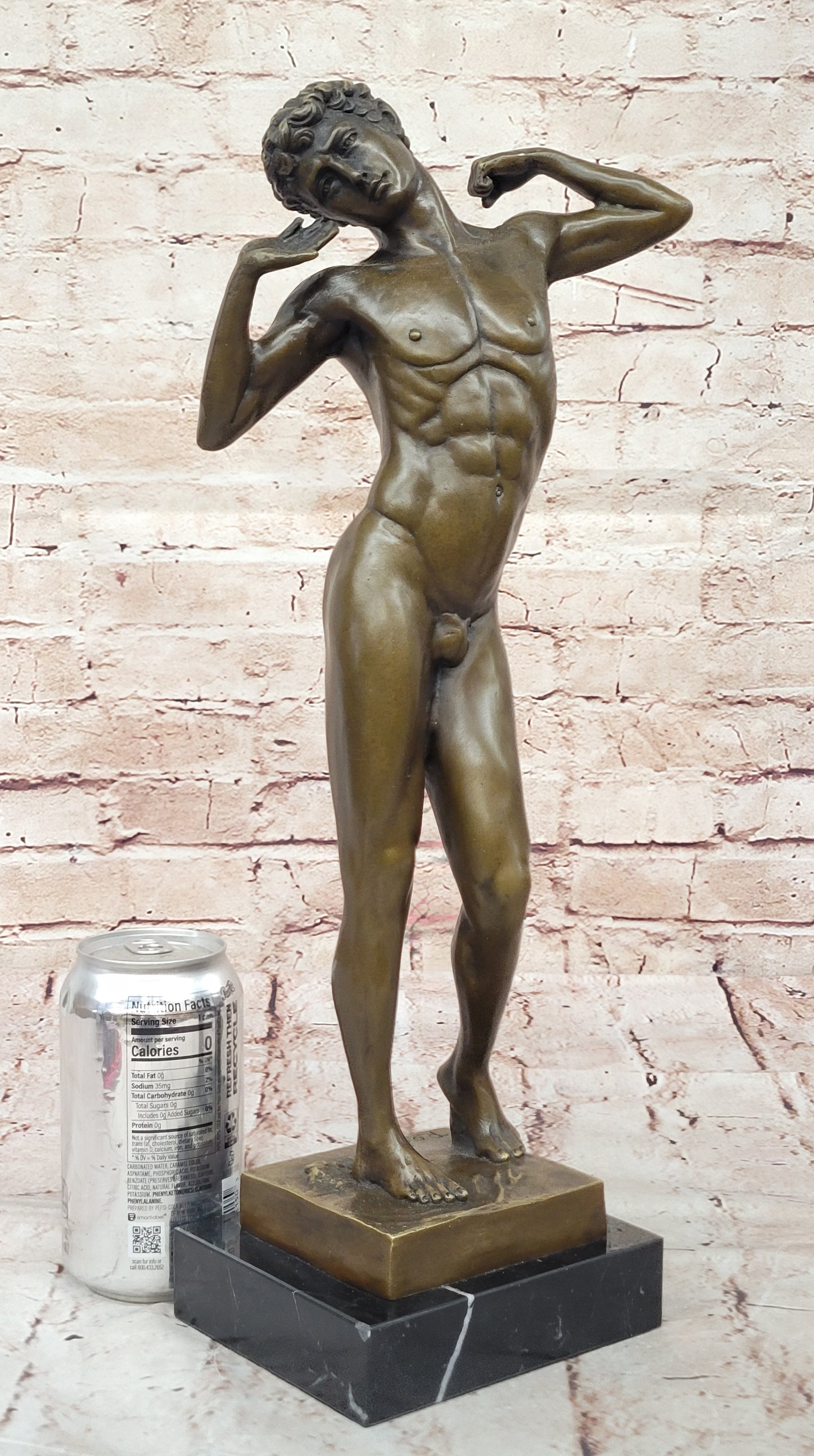 Handcrafted Nude Man Male Interest Erotic Bronze Sculpture Marble Figurine Rodin