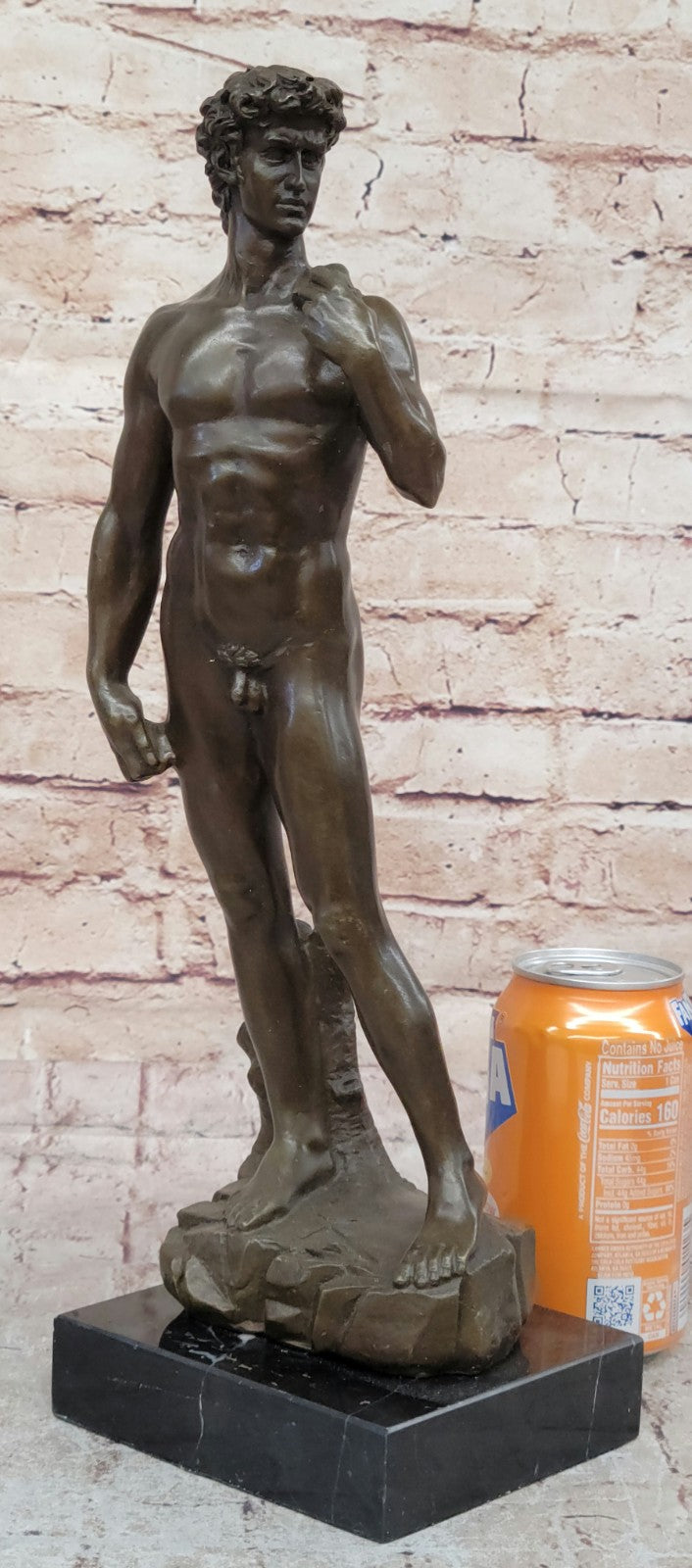 Handcrafted David Nude Naked Bronze Sculpture Classic Louver Museum Artwork