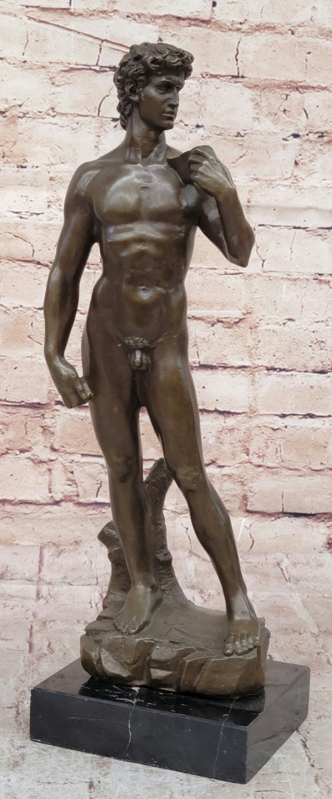 Handcrafted David Nude Naked Bronze Sculpture Classic Louver Museum Artwork