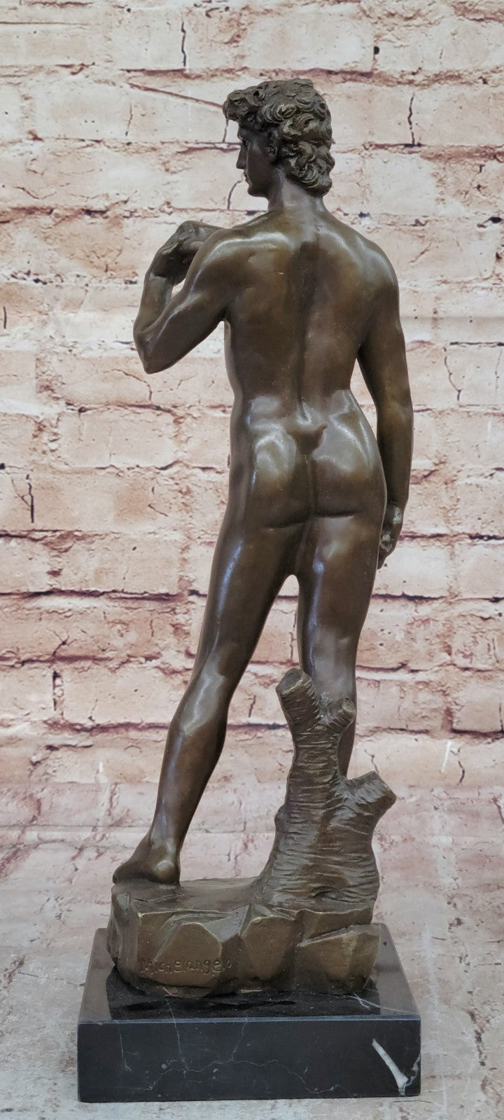 Handcrafted David Nude Naked Bronze Sculpture Classic Louver Museum Artwork