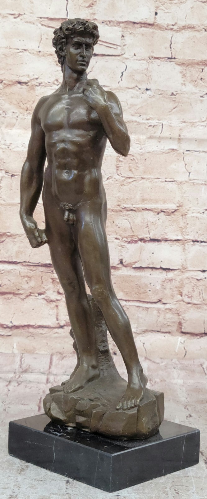 Handcrafted David Nude Naked Bronze Sculpture Classic Louver Museum Artwork