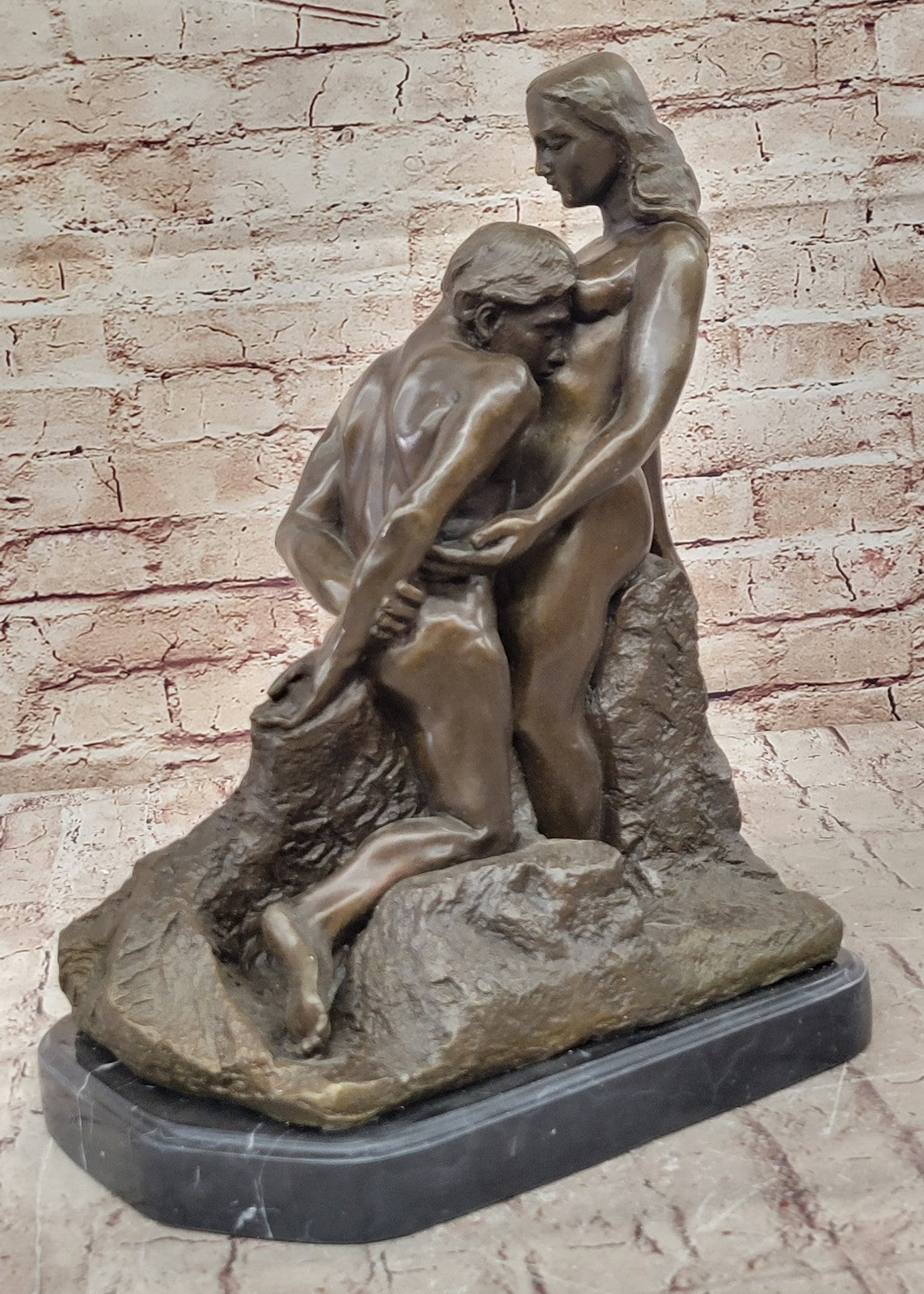Large Signed Eternal Idol by French Sculptor Rodin Bronze Sculpture Nude Art