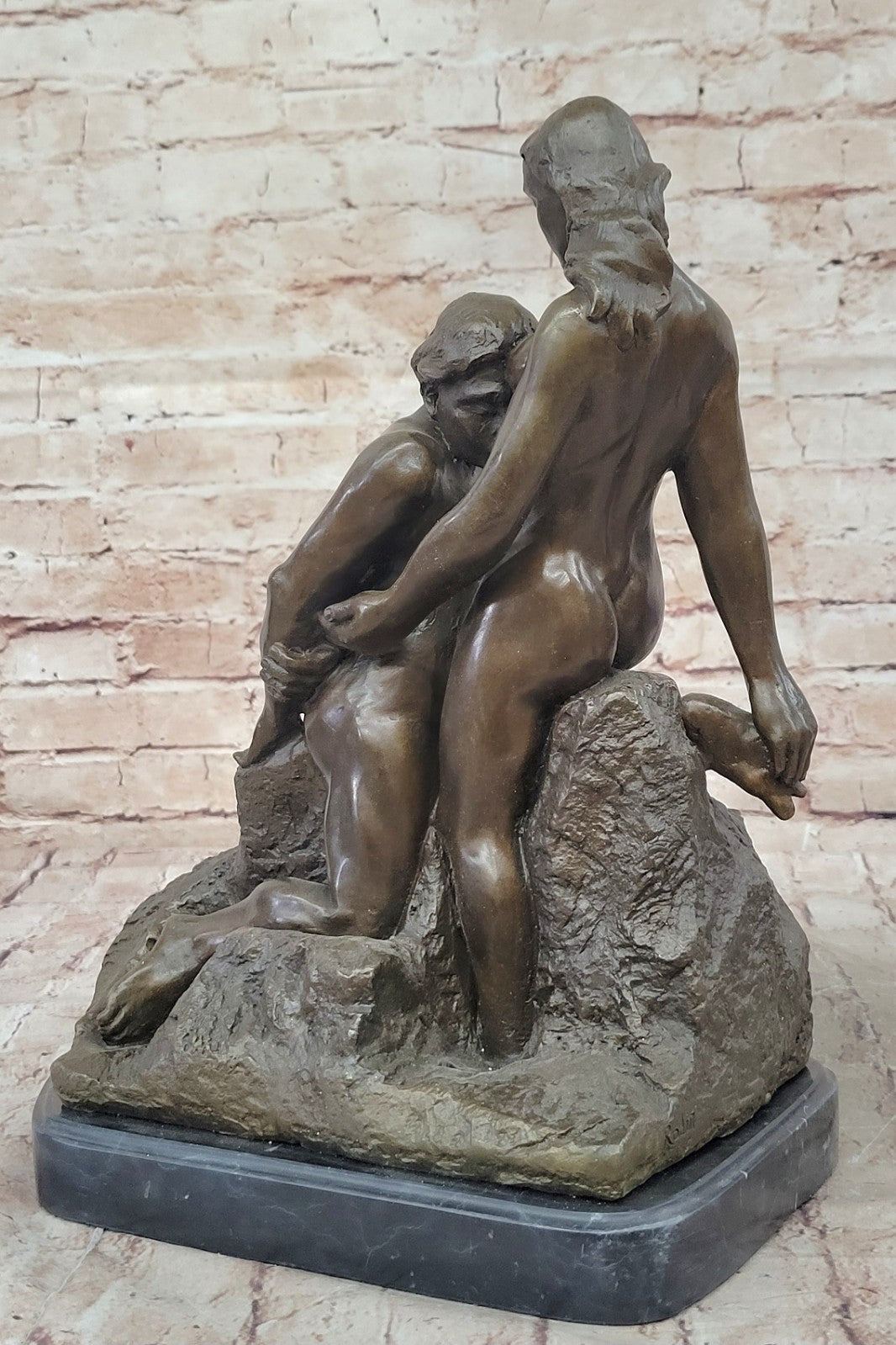 Large Signed Eternal Idol by French Sculptor Rodin Bronze Sculpture Nude Art