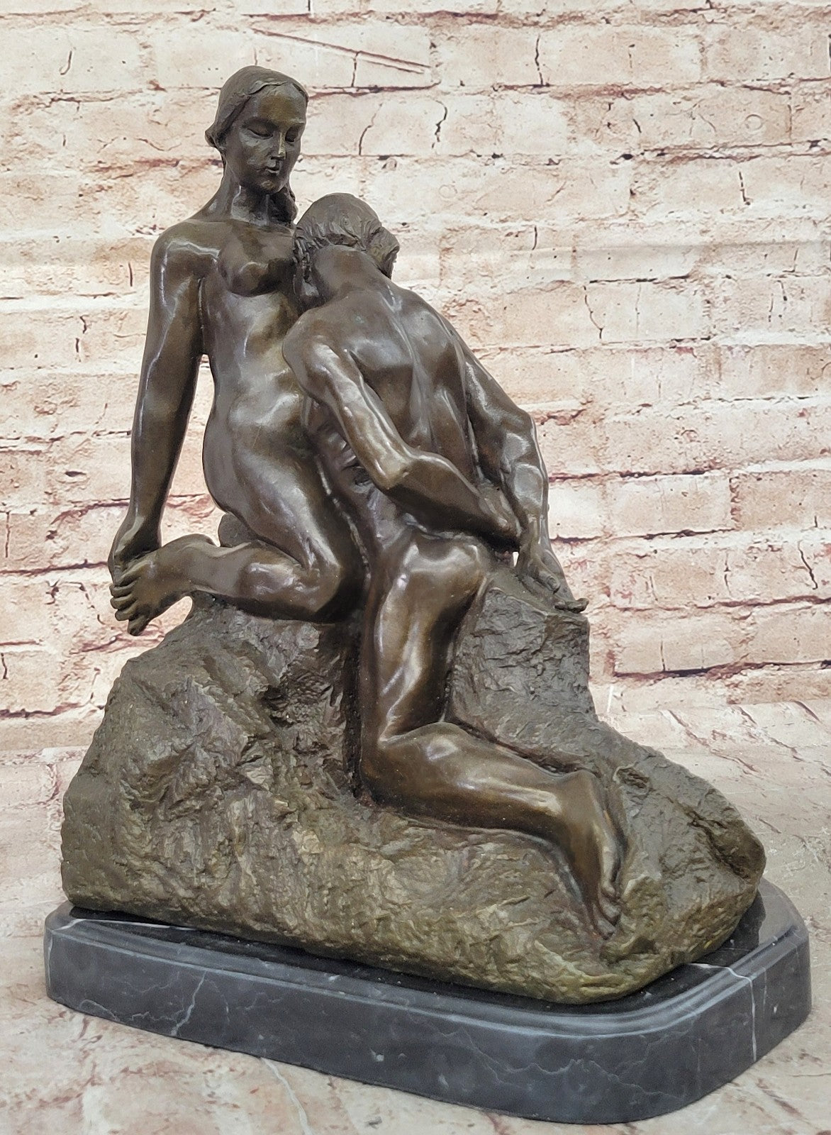 Large Signed Eternal Idol by French Sculptor Rodin Bronze Sculpture Nude Art