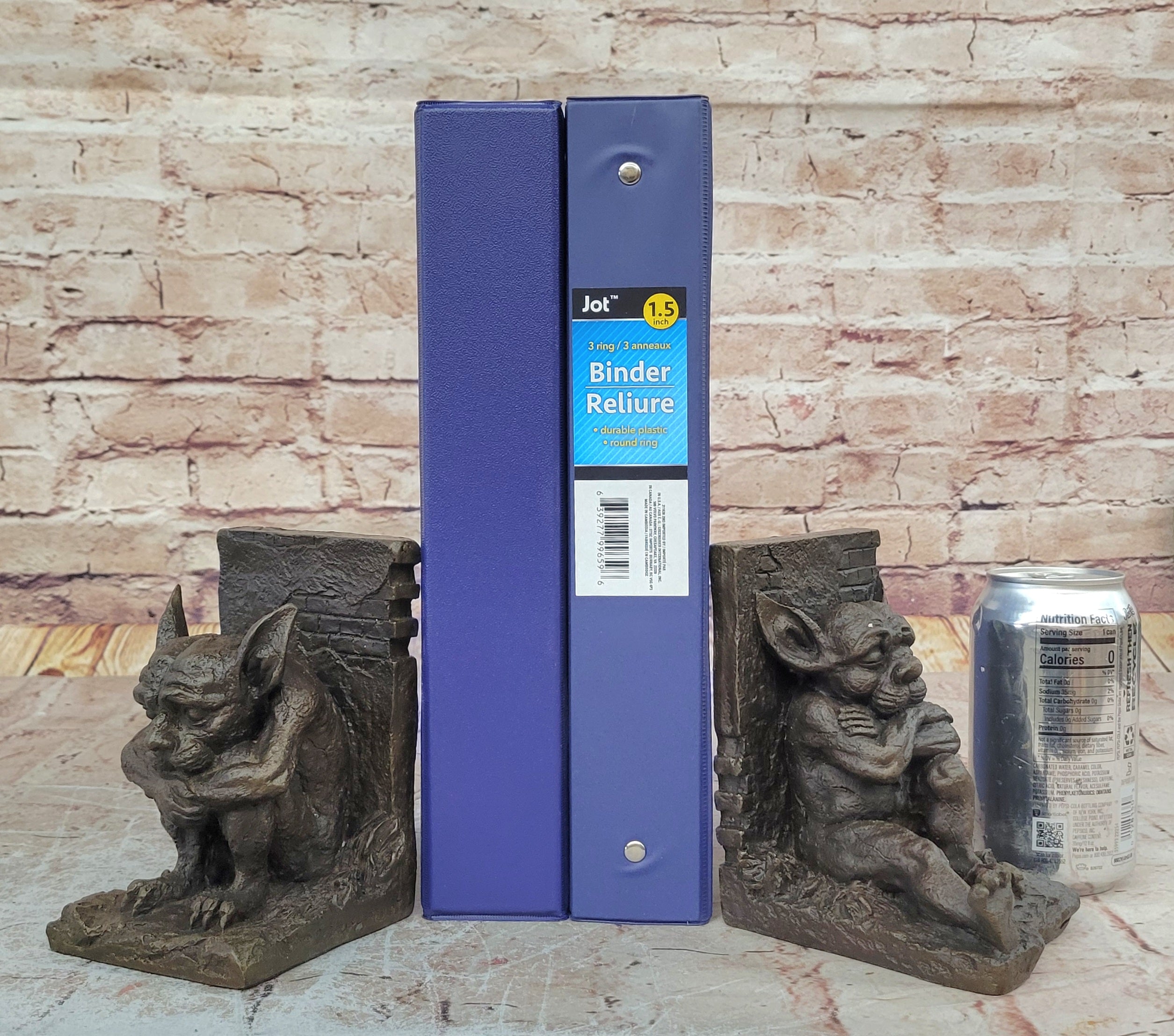Vintage Bronze Devil / Gremlin / Gargoyle Bookends, Nice Detail & Patina Deco