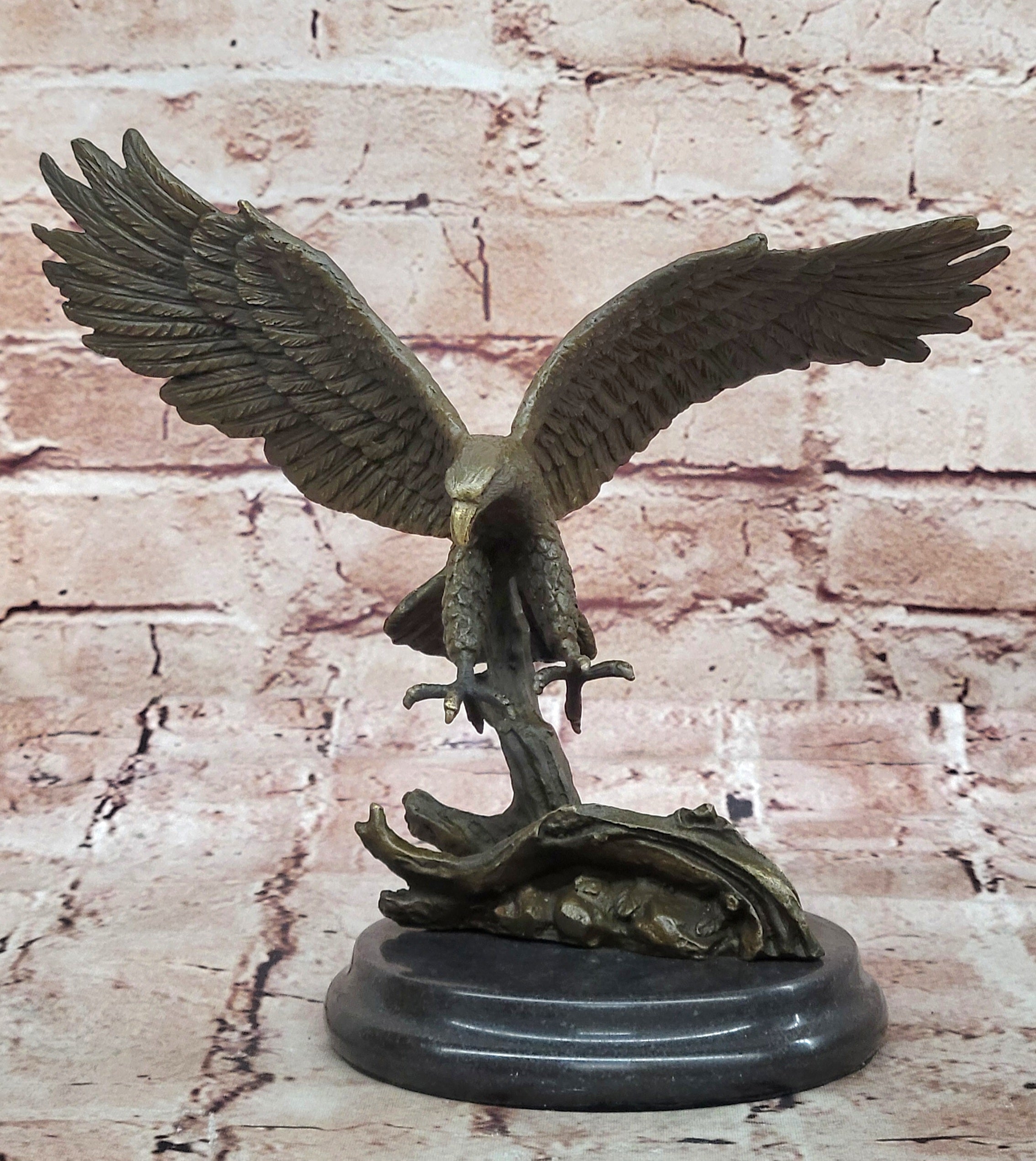 100% Real Bronze Statue AMERICAN BALD EAGLE Figure Sculpture Art Figurine SALE