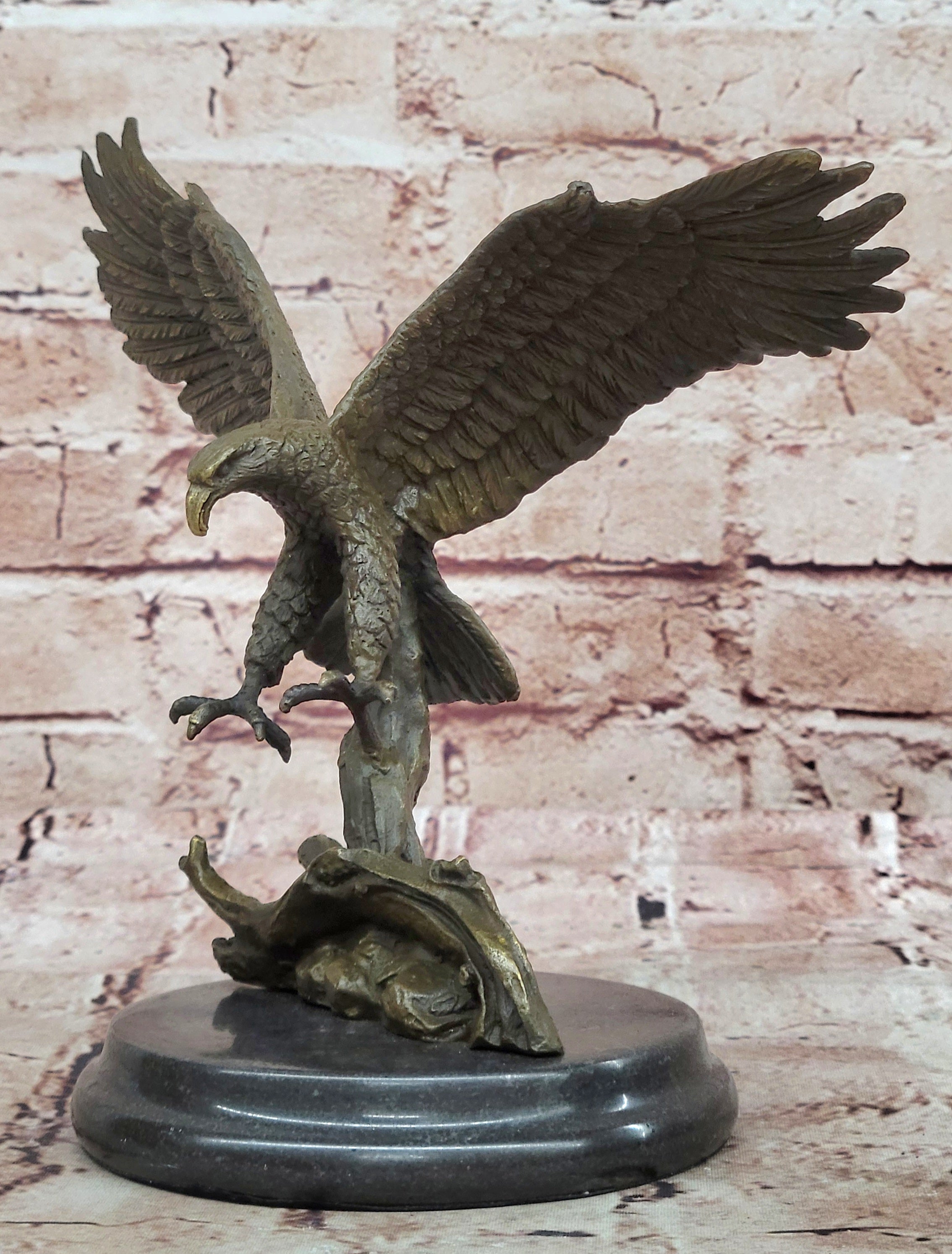 100% Real Bronze Statue AMERICAN BALD EAGLE Figure Sculpture Art Figurine SALE