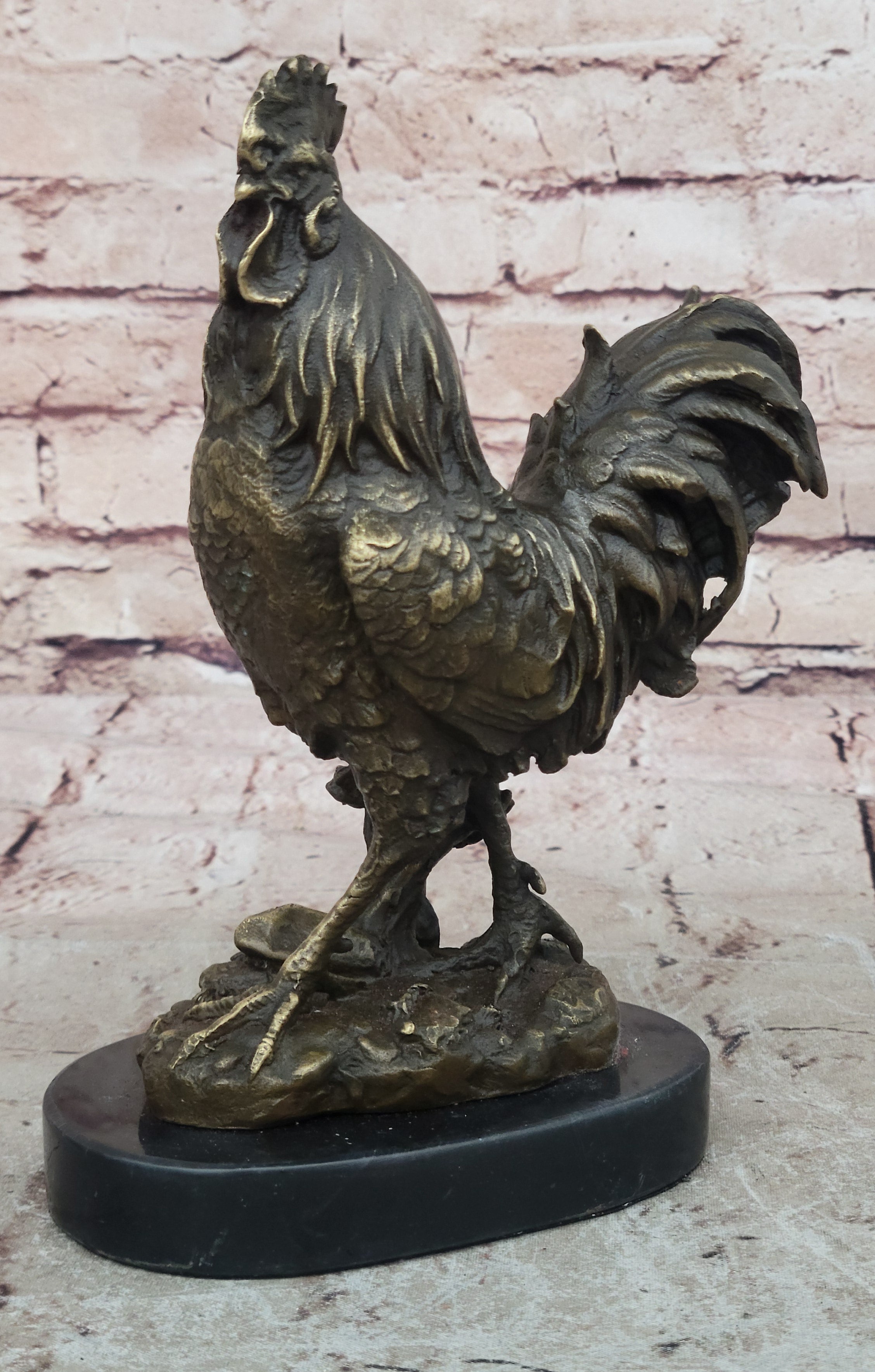 Handcrafted Detailed Hot Cast Farm Rooster Farm Decoration Bronze Sculpture Sale
