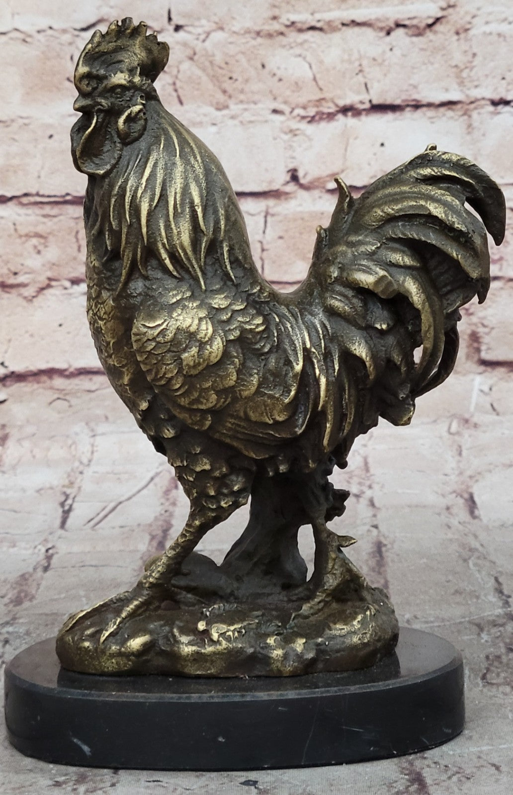 Handcrafted Detailed Hot Cast Farm Rooster Farm Decoration Bronze Sculpture Sale