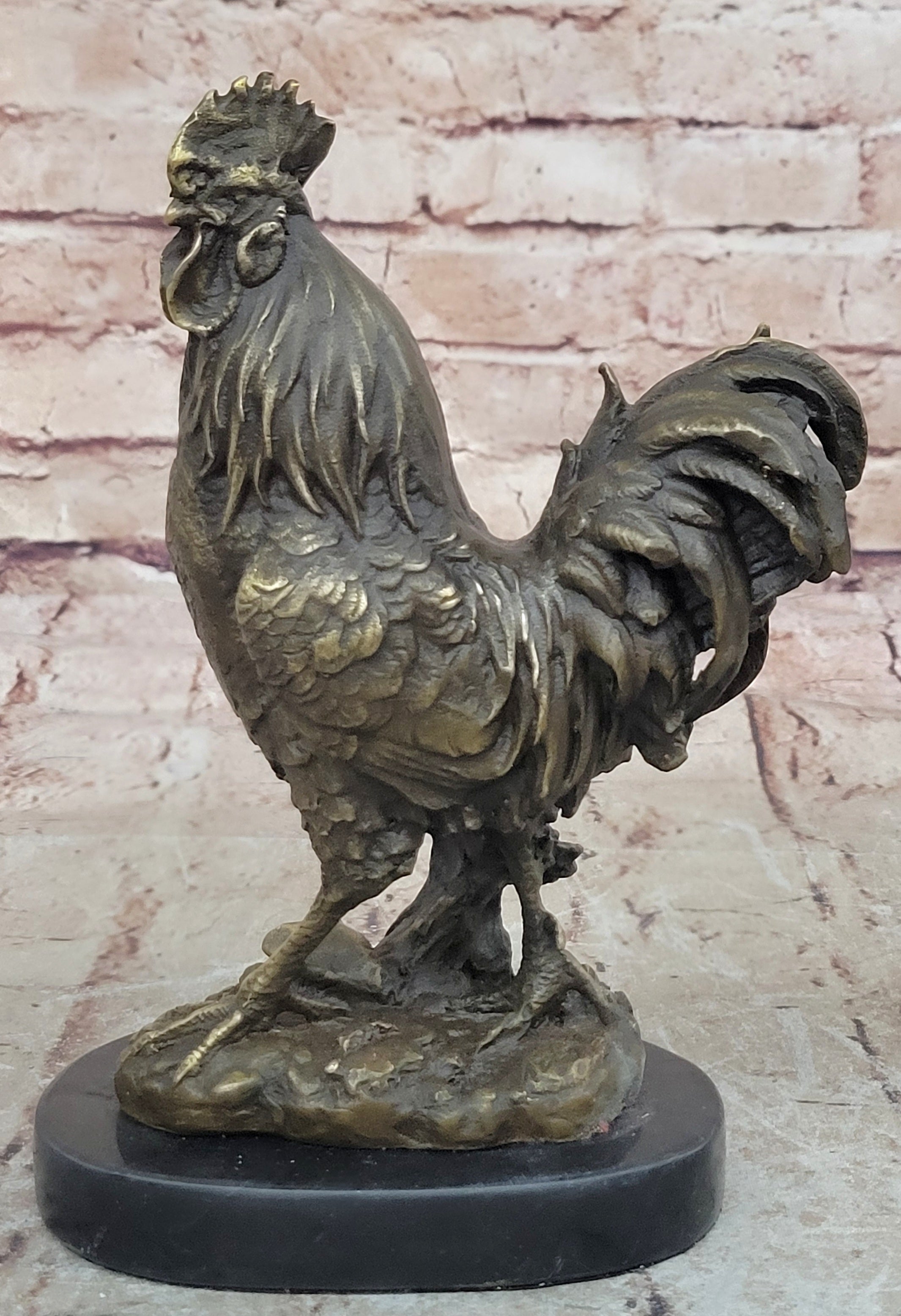 Handcrafted Detailed Hot Cast Farm Rooster Farm Decoration Bronze Sculpture Sale