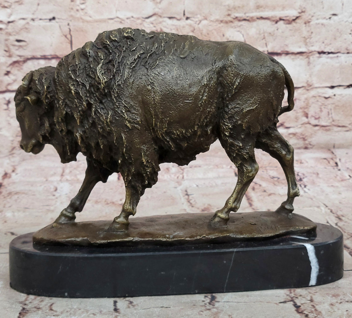 Vintage Barye Vienna Austria Buffalo Bison Bronze Statue Sculpture Figure Sale