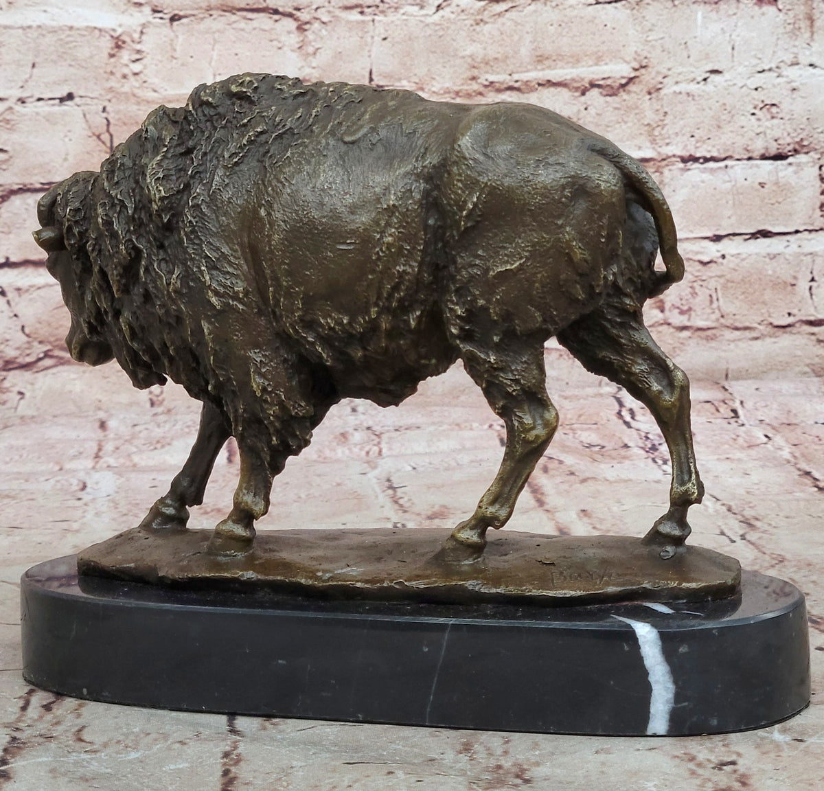 Vintage Barye Vienna Austria Buffalo Bison Bronze Statue Sculpture Figure Sale