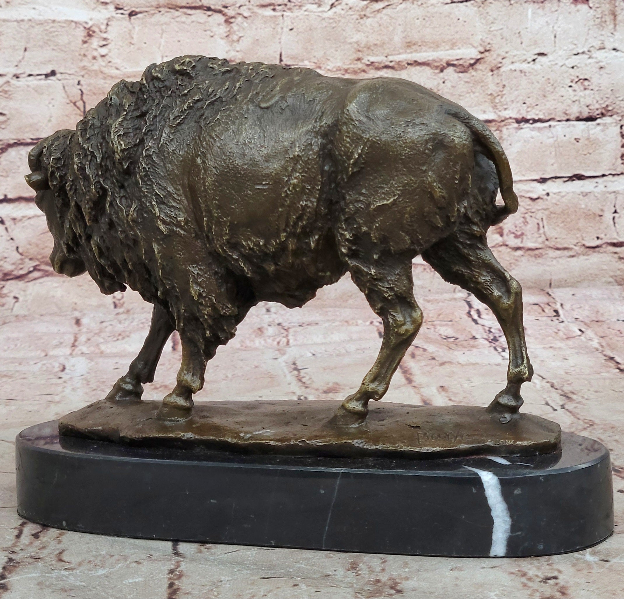 Vintage Barye Vienna Austria Buffalo Bison Bronze Statue Sculpture Figure Sale