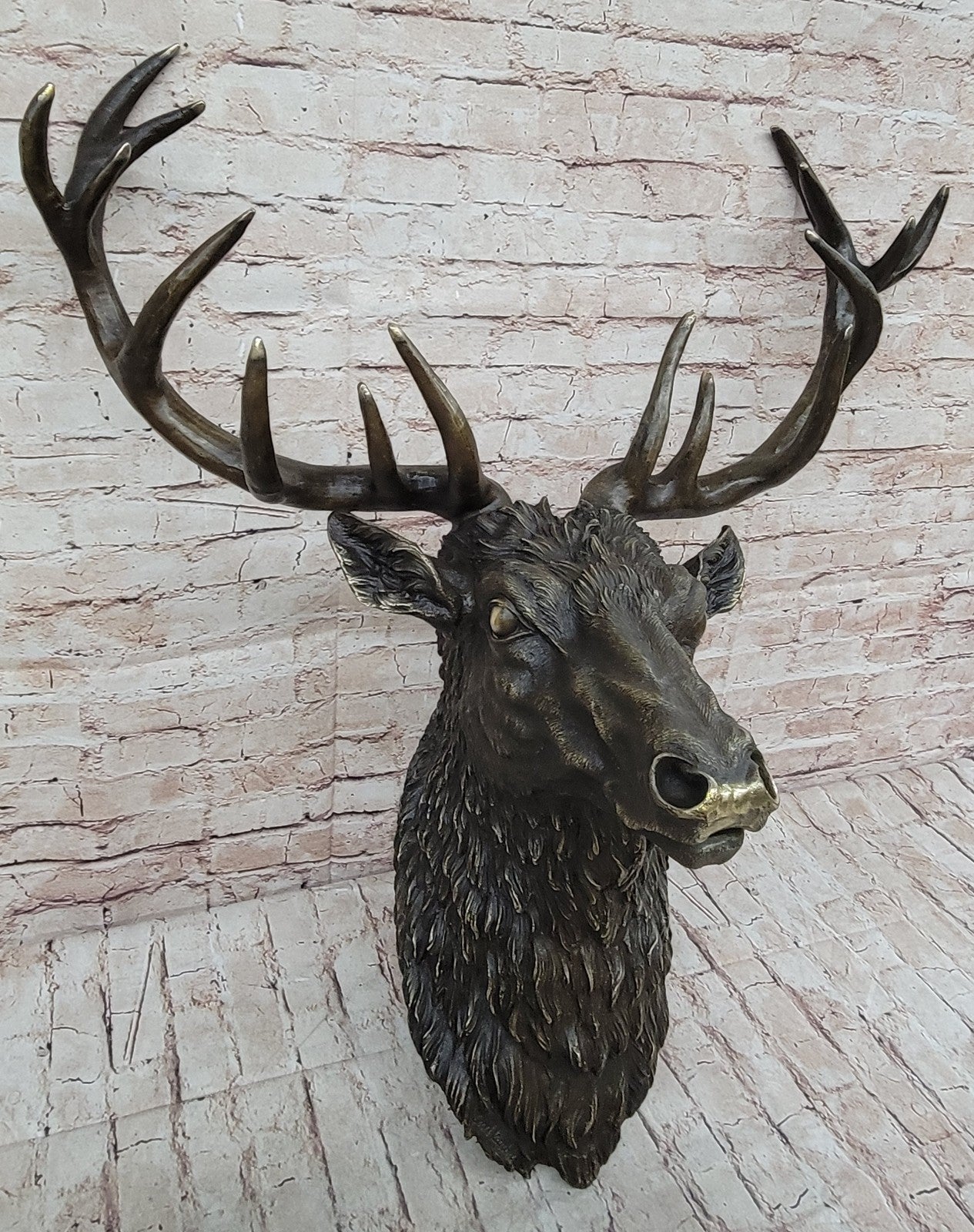 Handcrafted bronze sculpture SALE Sta Bust Head Elk Size Life Kauba Carl Signed