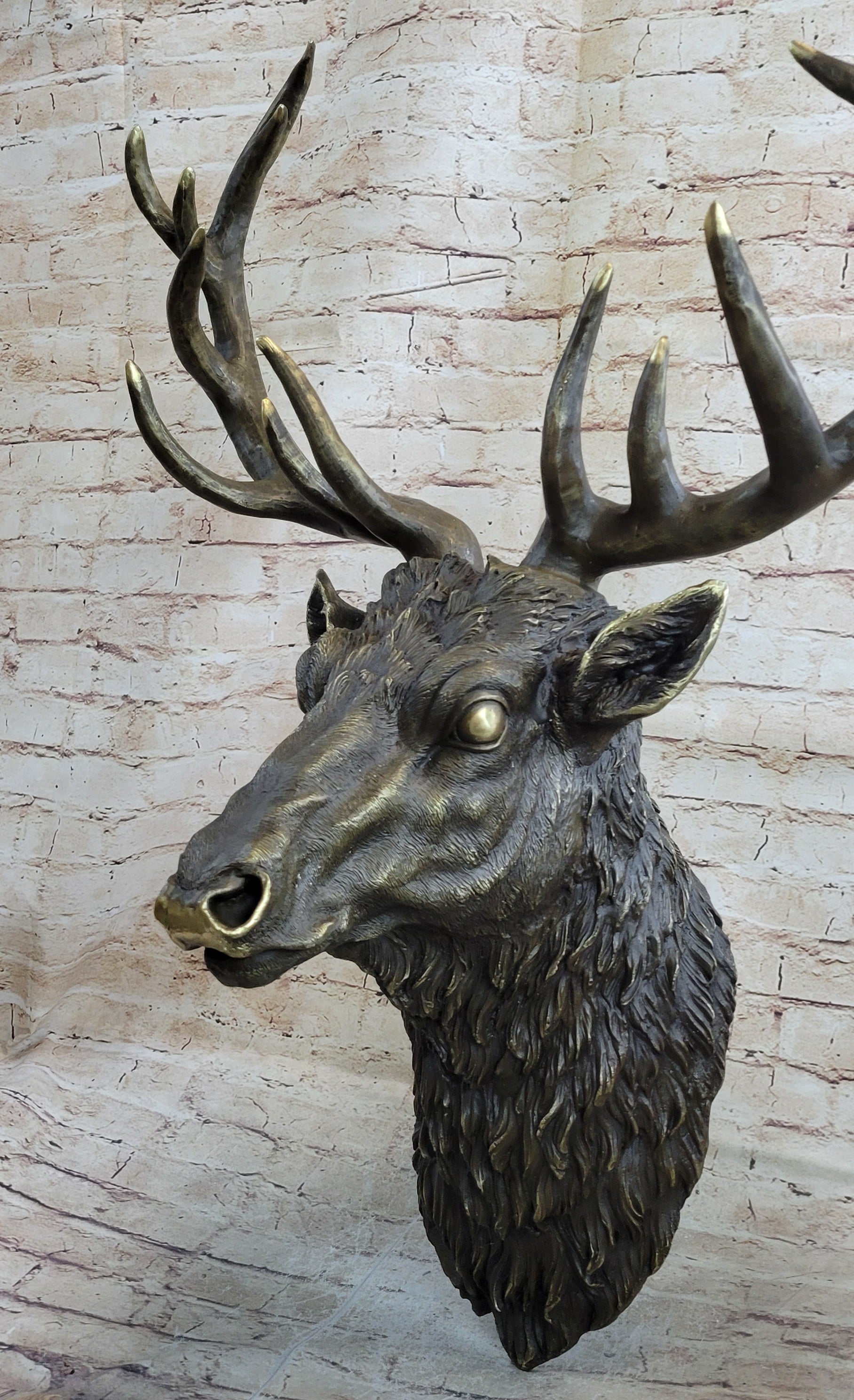 Handcrafted bronze sculpture SALE Sta Bust Head Elk Size Life Kauba Carl Signed