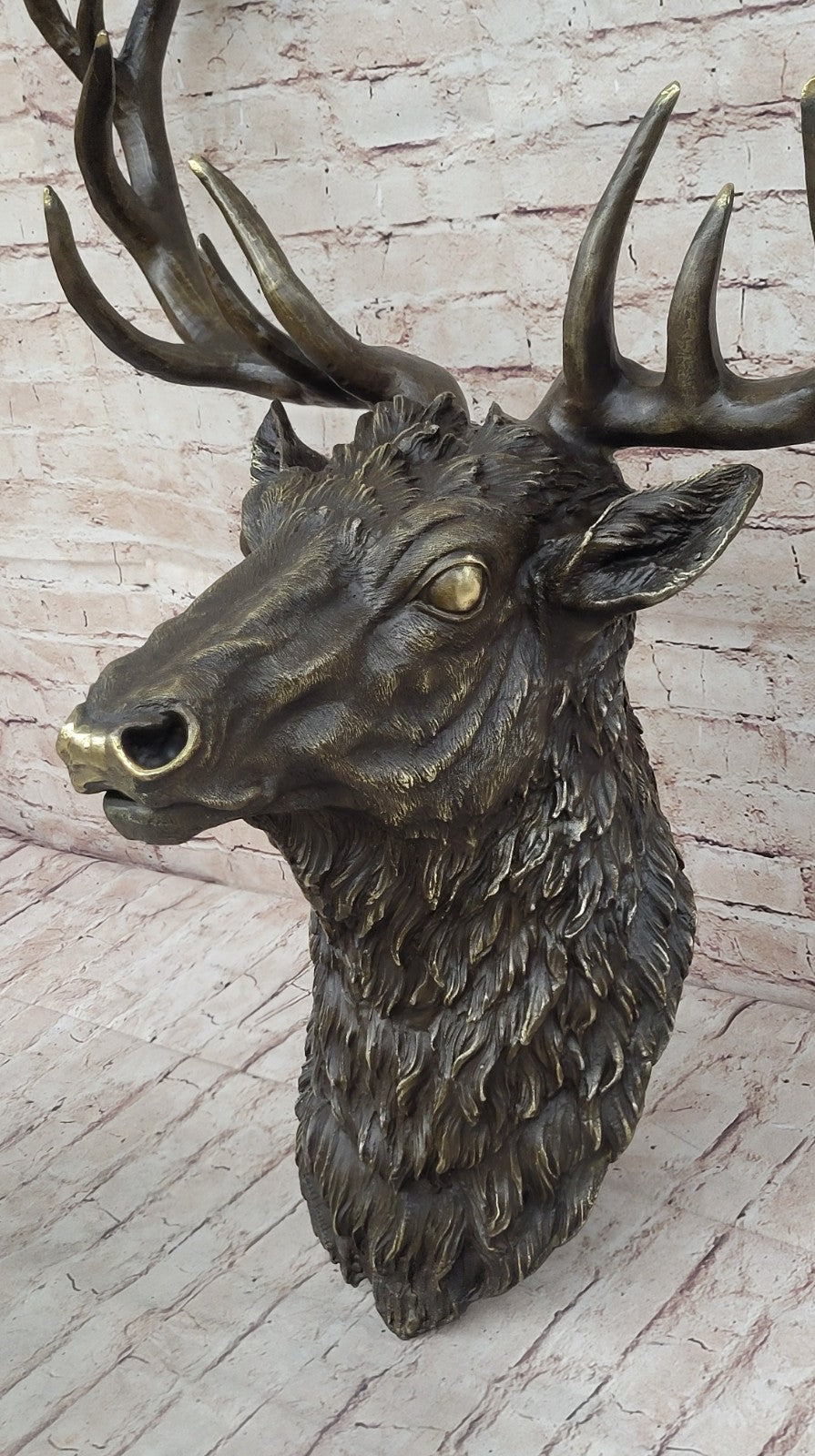 Handcrafted Bronze Sculpture SALE – Life-Size Elk Head Bust by Carl Kauba, Signed
