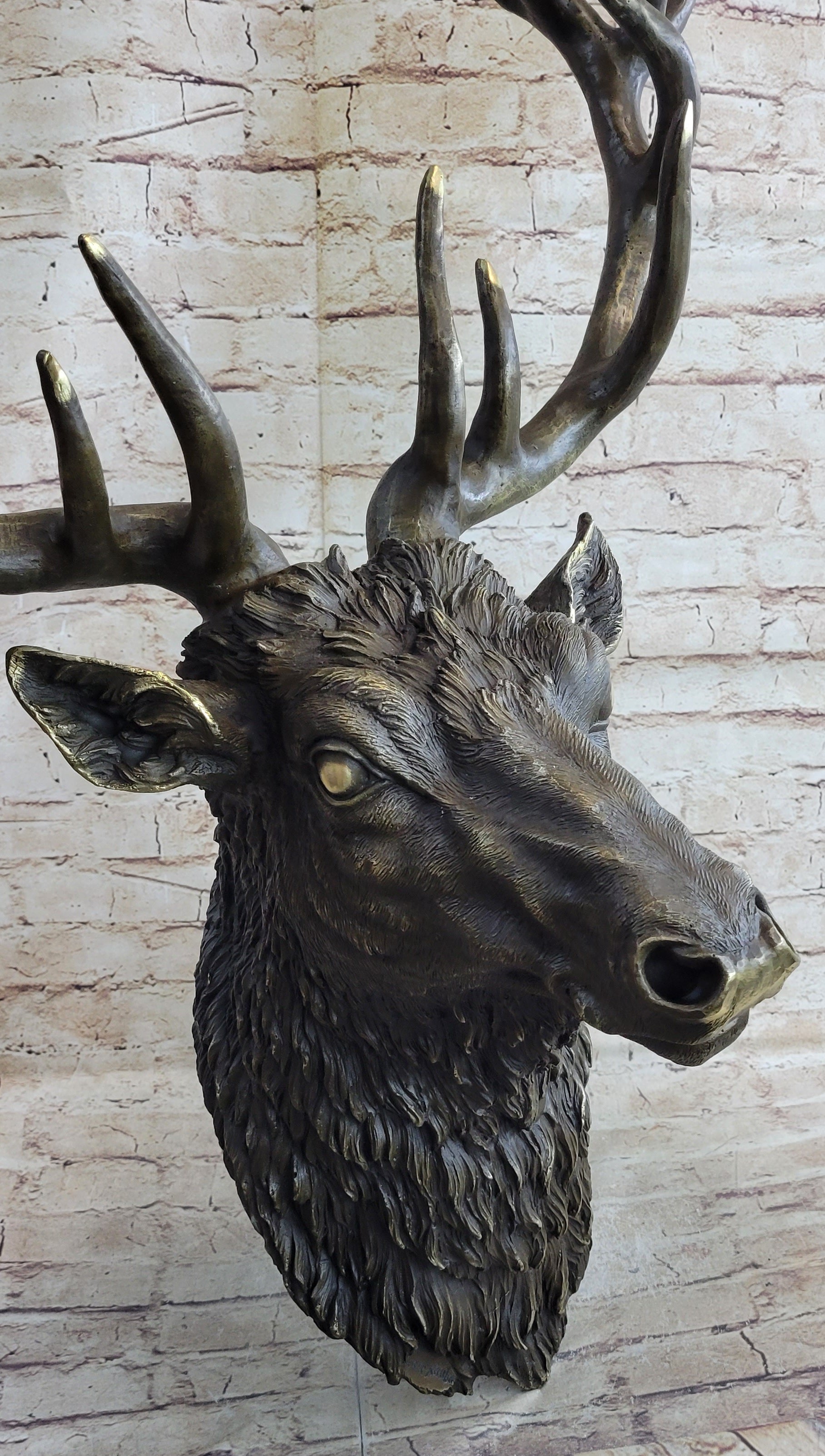 Handcrafted bronze sculpture SALE Sta Bust Head Elk Size Life Kauba Carl Signed