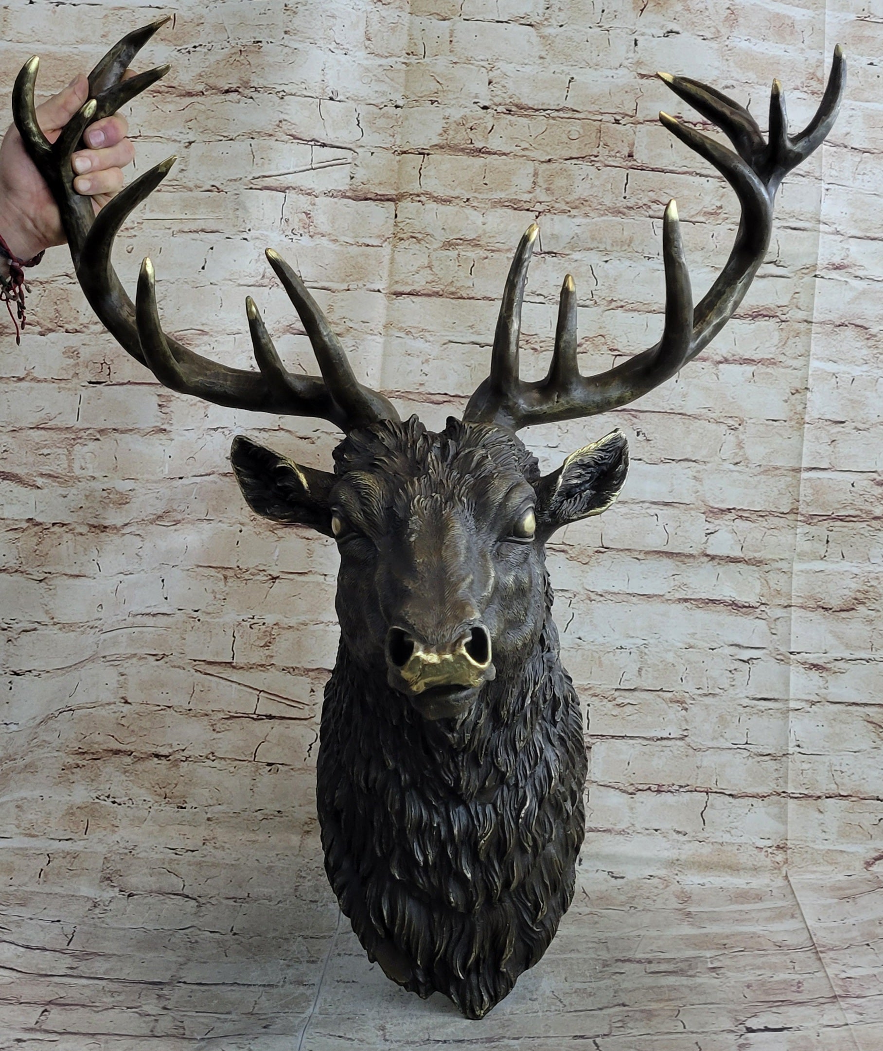 Handcrafted bronze sculpture SALE Sta Bust Head Elk Size Life Kauba Carl Signed