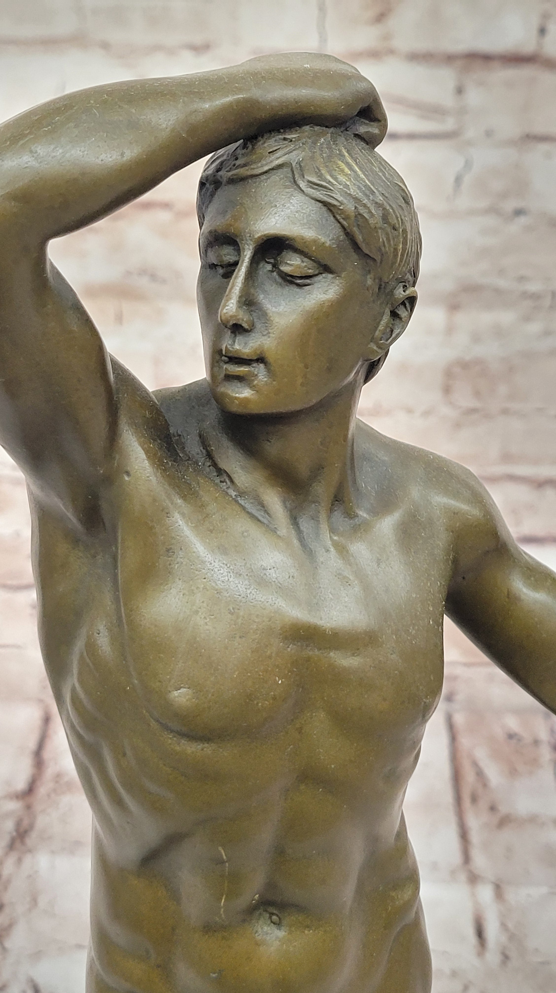 Handcrafted bronze sculpture SALE Home Deco Art Marble Male Nude Rodin Signed