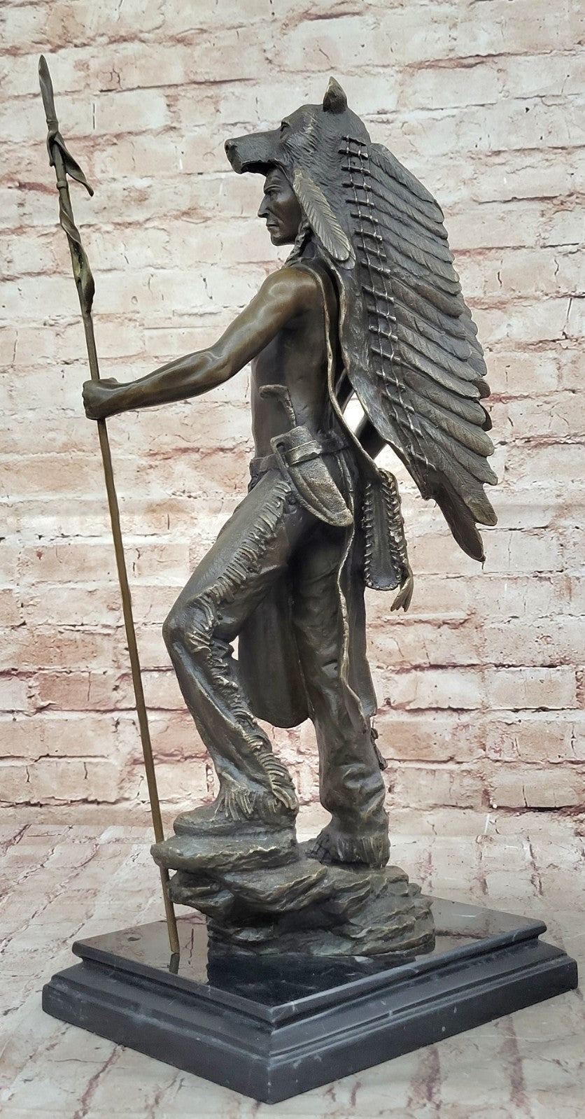 Handcrafted bronze sculpture SALE Wolf Indian American Kamiko Original Signed