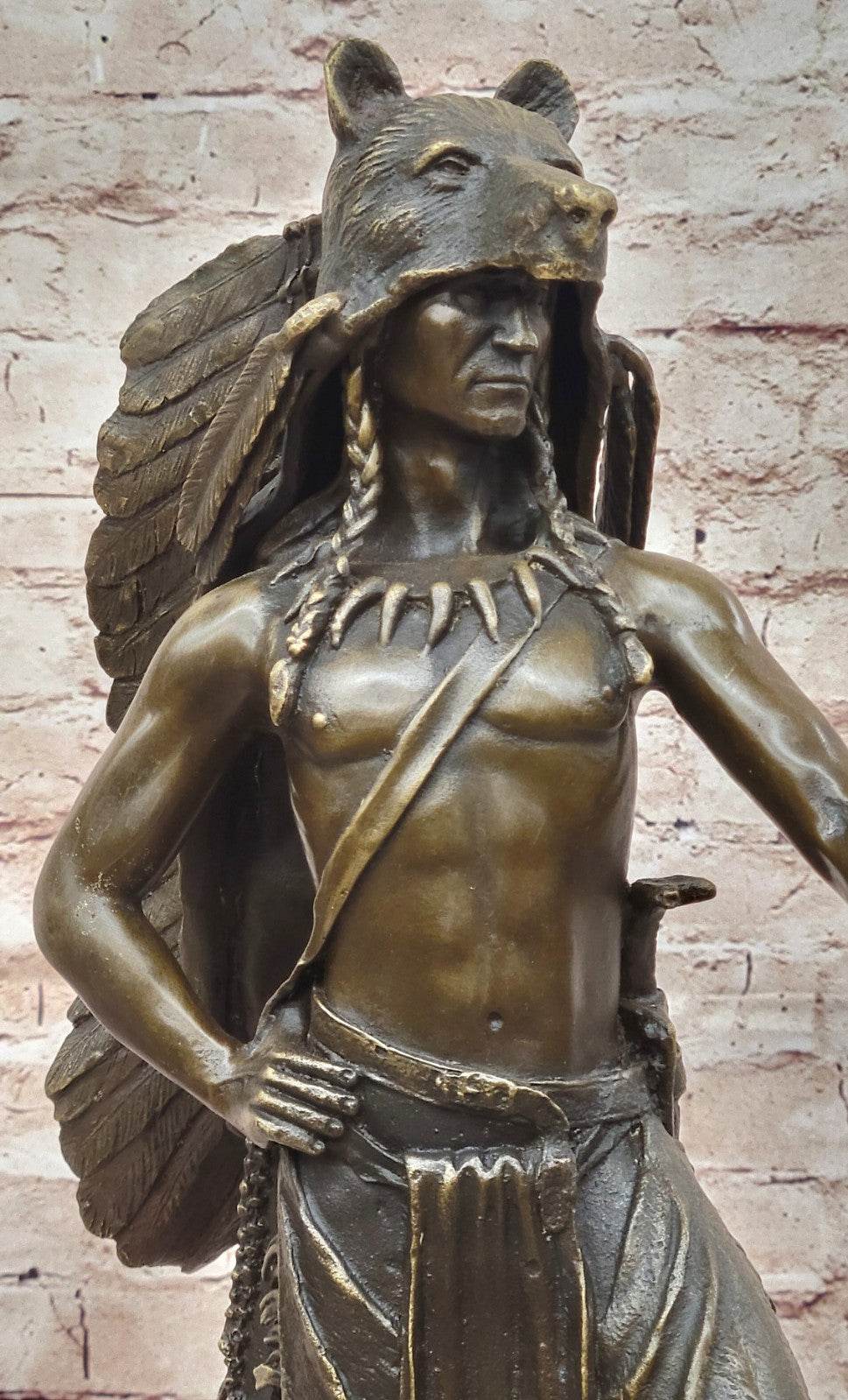 Handcrafted bronze sculpture SALE Wolf Indian American Kamiko Original Signed