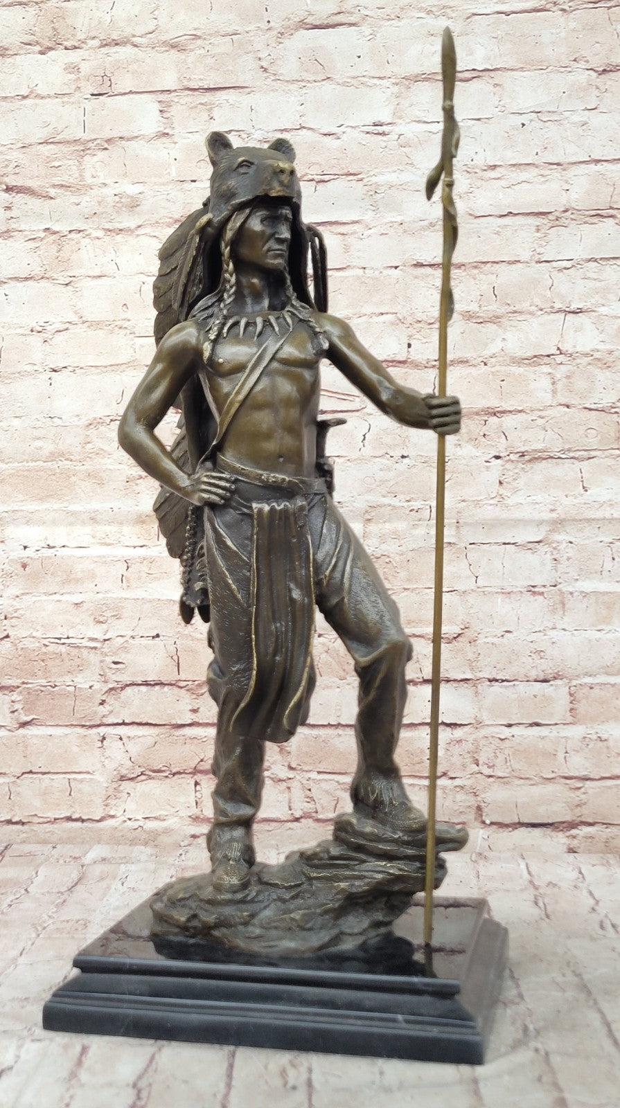 Handcrafted bronze sculpture SALE Wolf Indian American Kamiko Original Signed