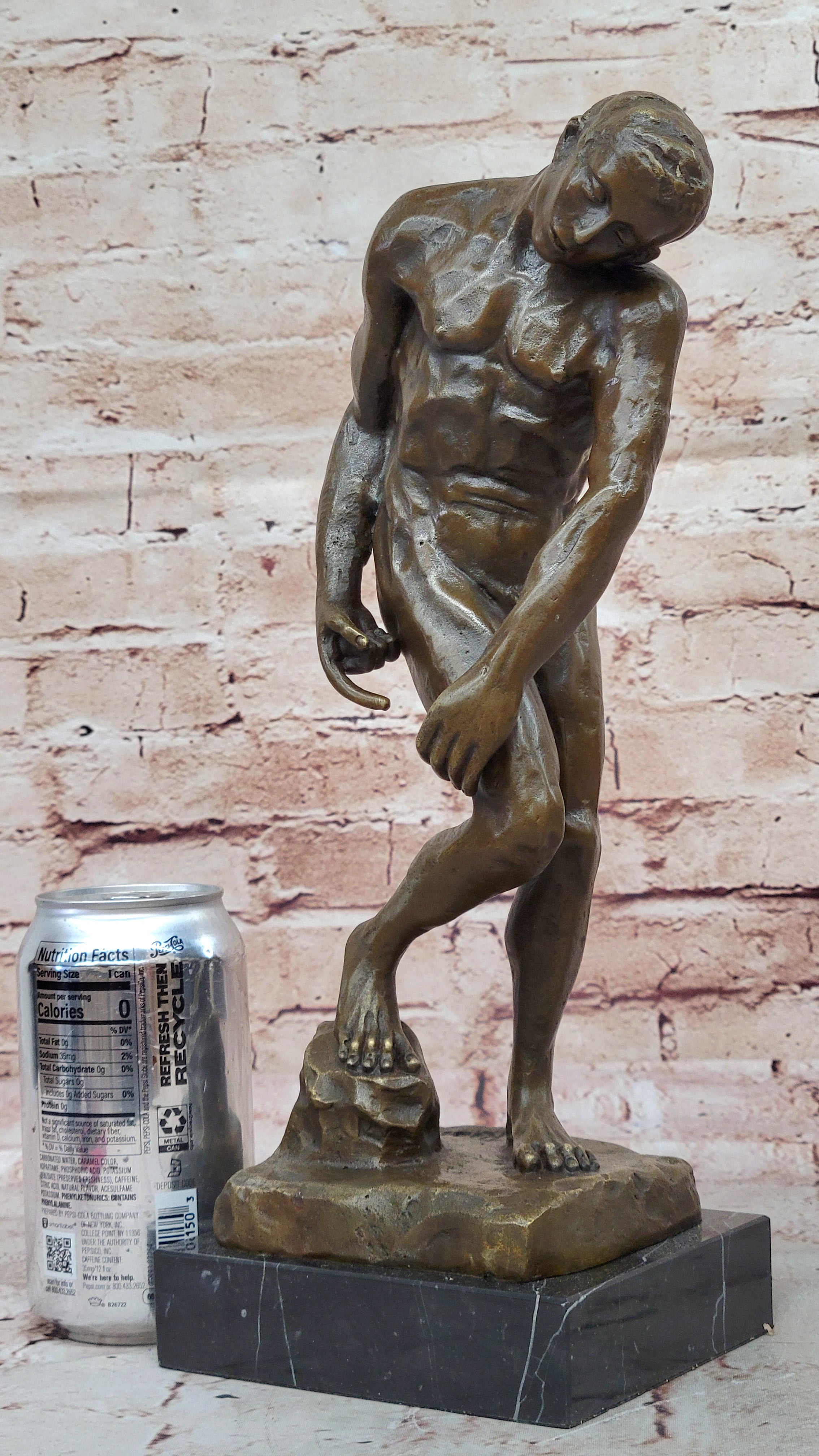 Handcrafted bronze sculpture SALE German Marble Of Age Rodin Male Nude Elegant