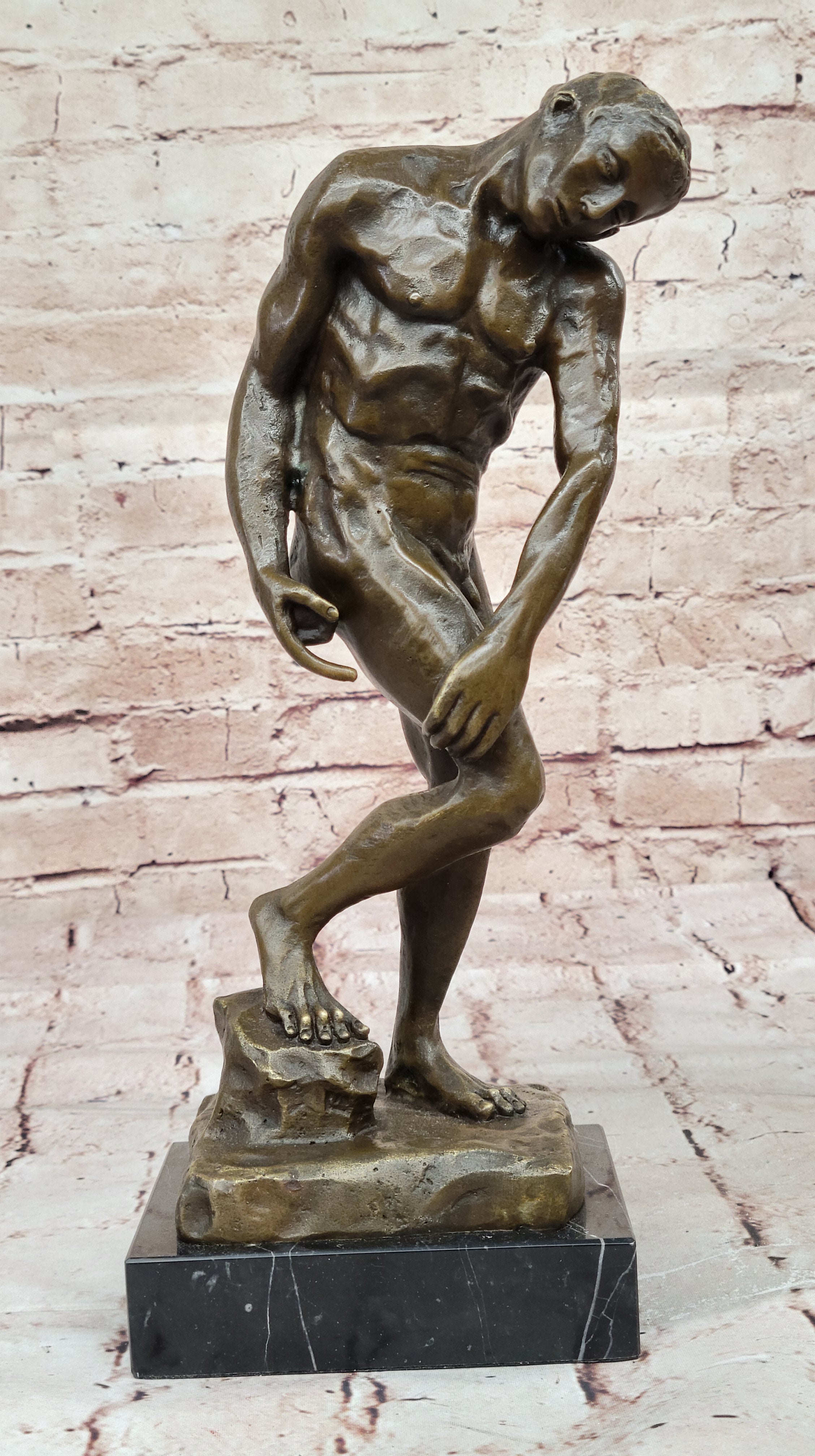Handcrafted bronze sculpture SALE German Marble Of Age Rodin Male Nude Elegant
