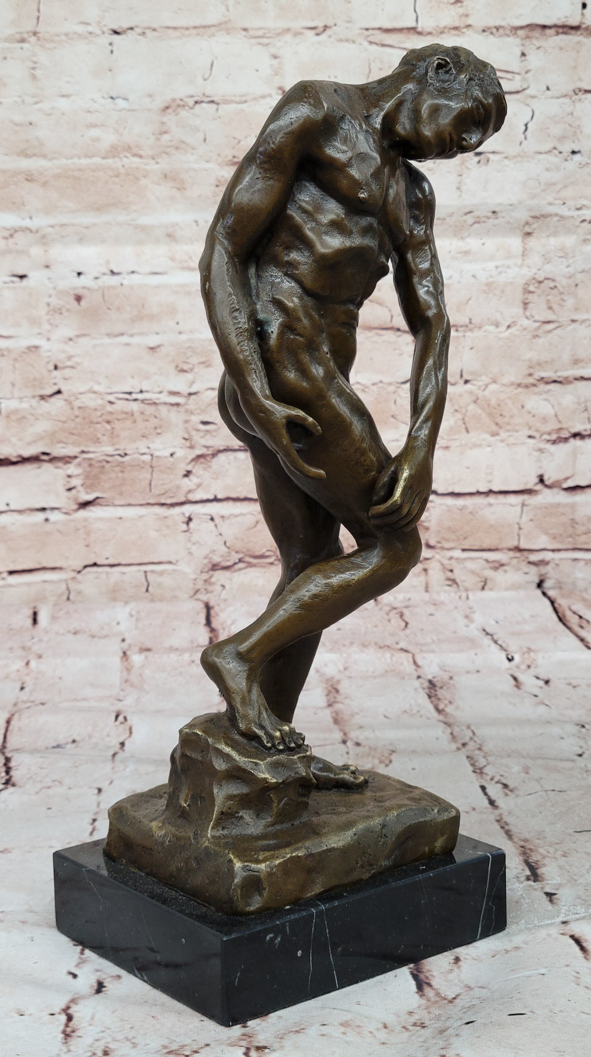 Handcrafted bronze sculpture SALE German Marble Of Age Rodin Male Nude Elegant