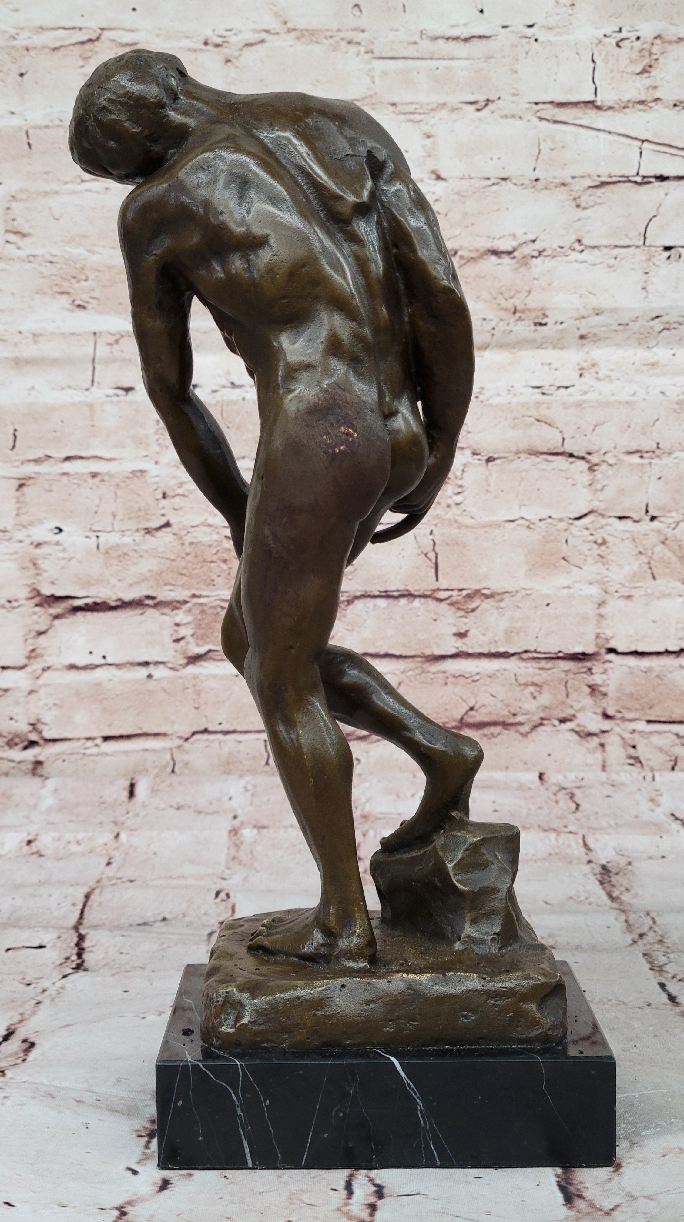 Handcrafted bronze sculpture SALE German Marble Of Age Rodin Male Nude Elegant