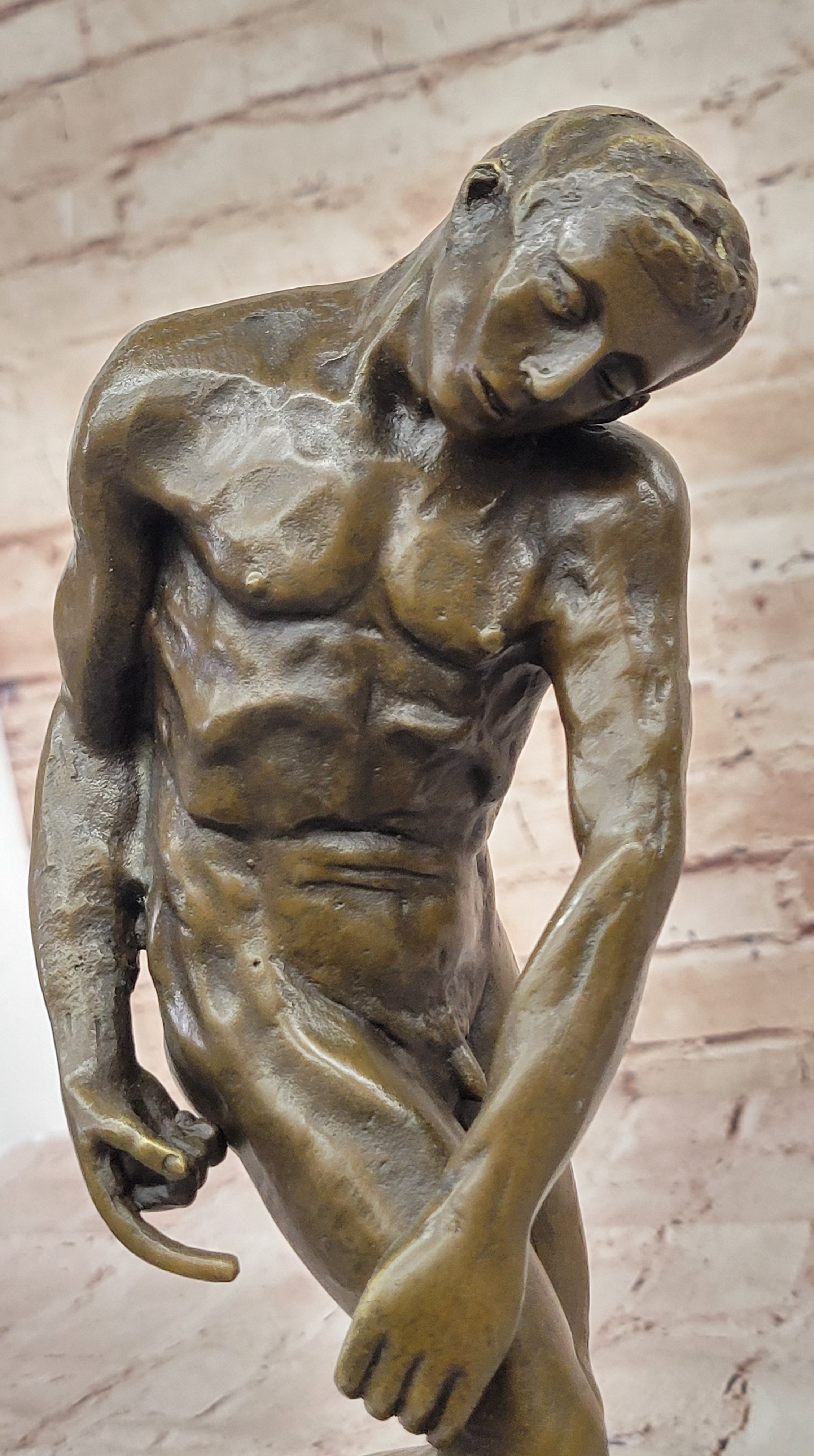 Handcrafted bronze sculpture SALE German Marble Of Age Rodin Male Nude Elegant