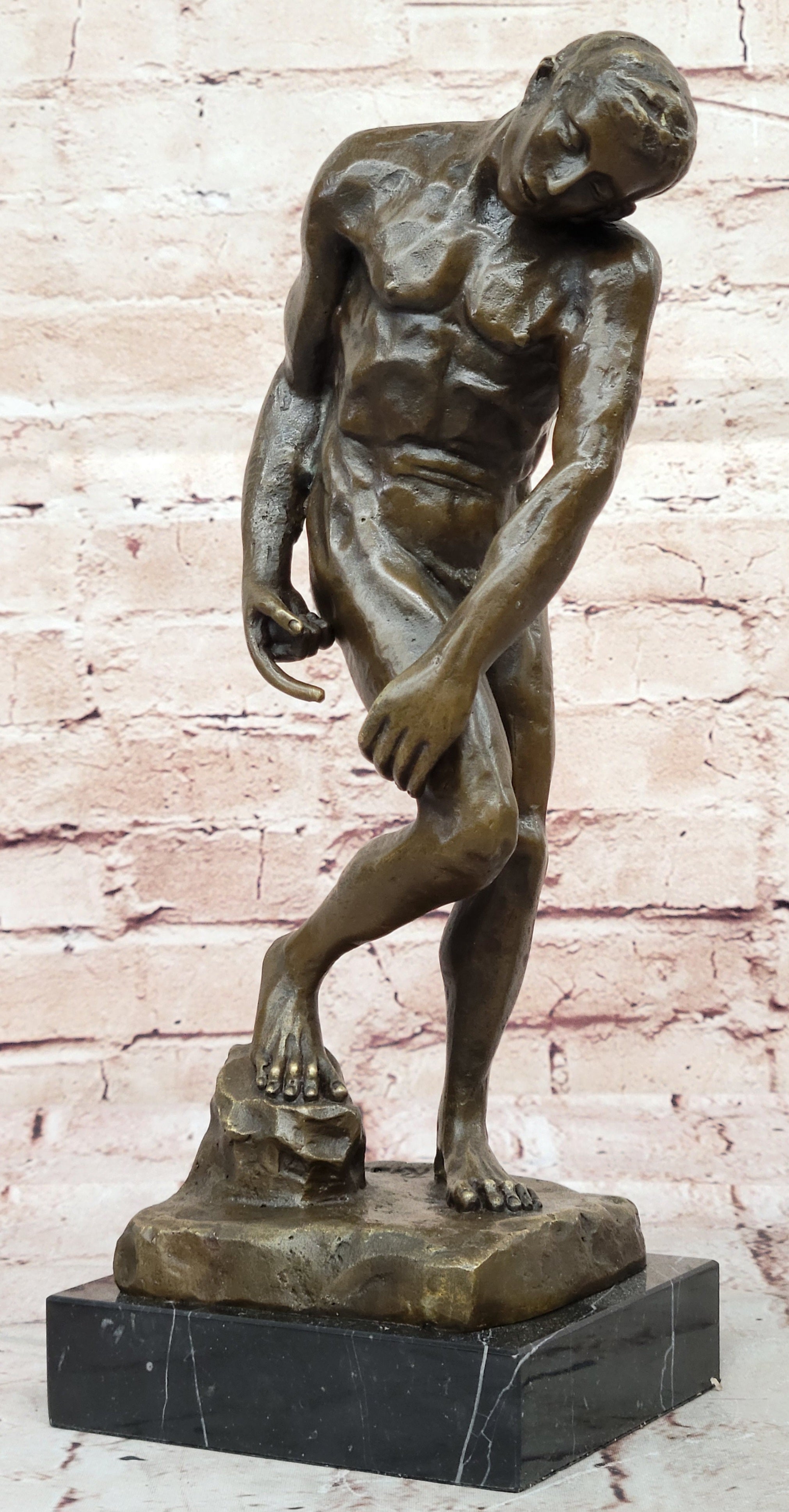 Handcrafted bronze sculpture SALE German Marble Of Age Rodin Male Nude Elegant