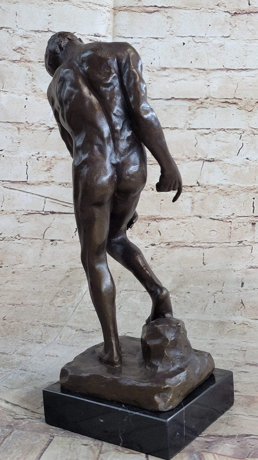 100% SOLID BRONZE FIGURINE STATUETTE REPRODUCTION RODIN ADAM STYLE HOT CAST STATUE