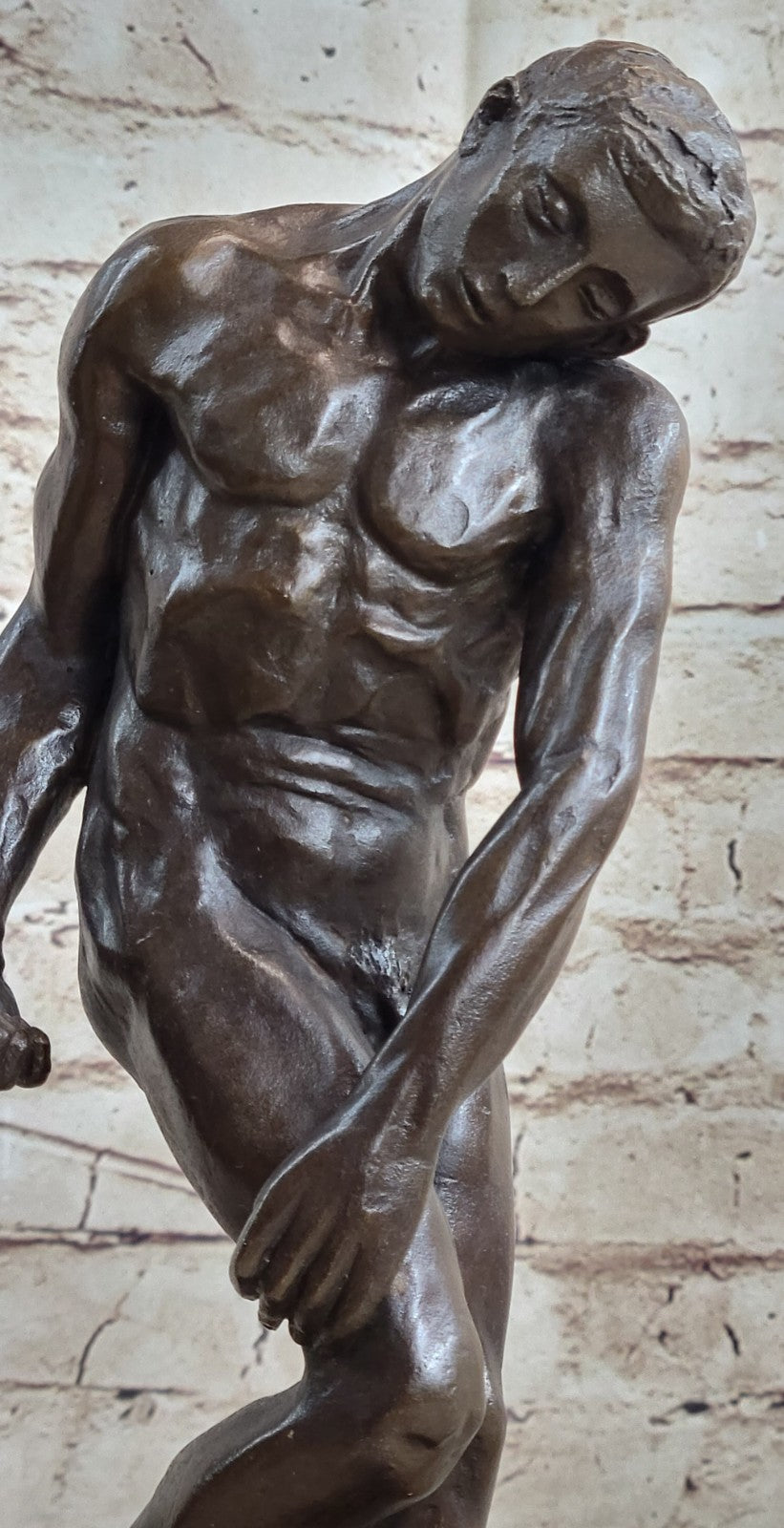 100% SOLID BRONZE FIGURINE STATUETTE REPRODUCTION RODIN ADAM STYLE HOT CAST STATUE