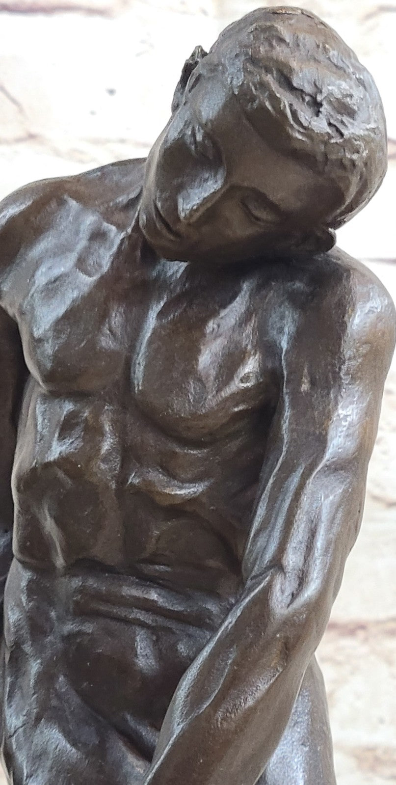 100% SOLID BRONZE FIGURINE STATUETTE REPRODUCTION RODIN ADAM STYLE HOT CAST STATUE