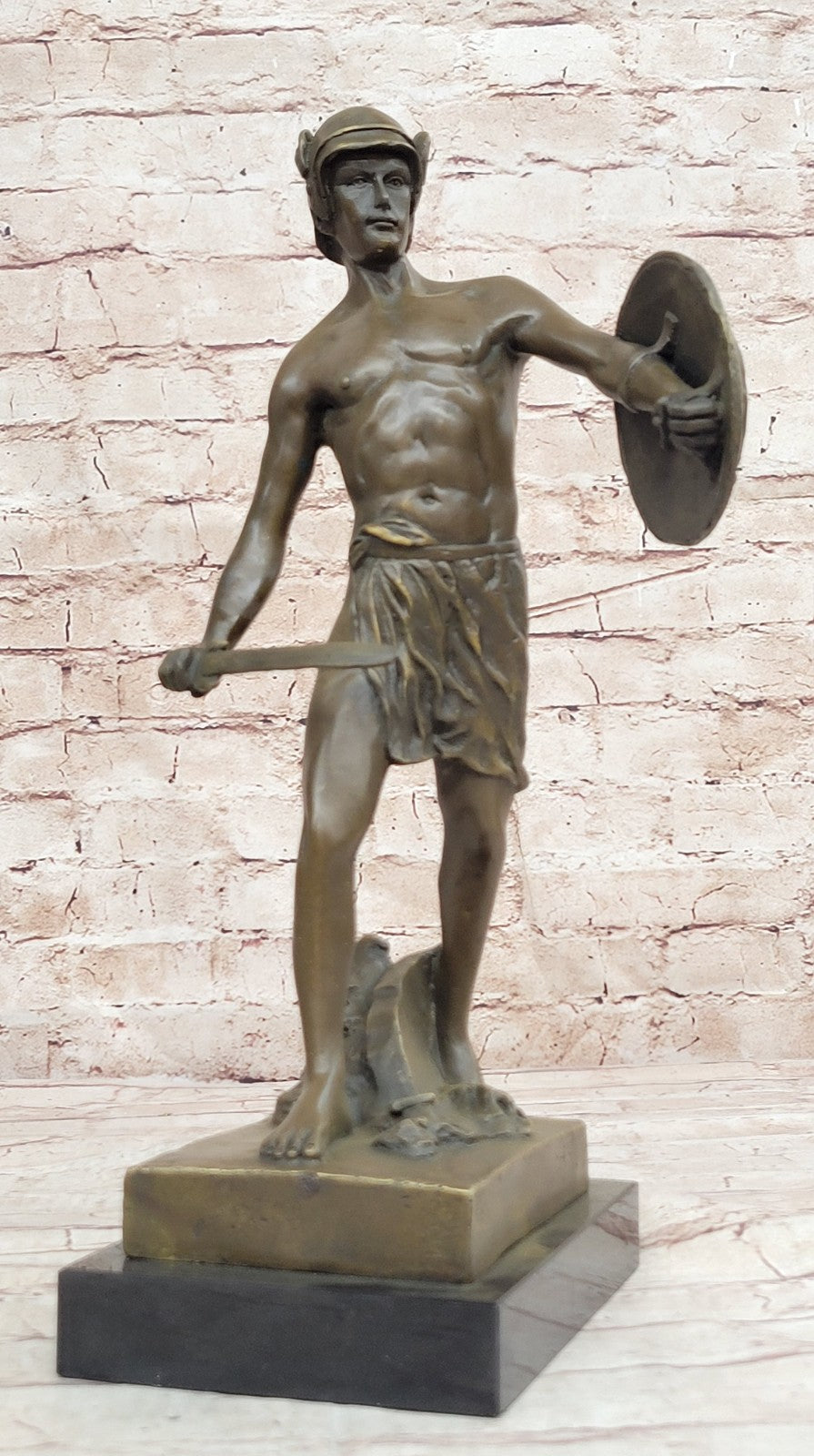 Handcrafted bronze sculpture SALE Art Marble Sword With Warrior Viking