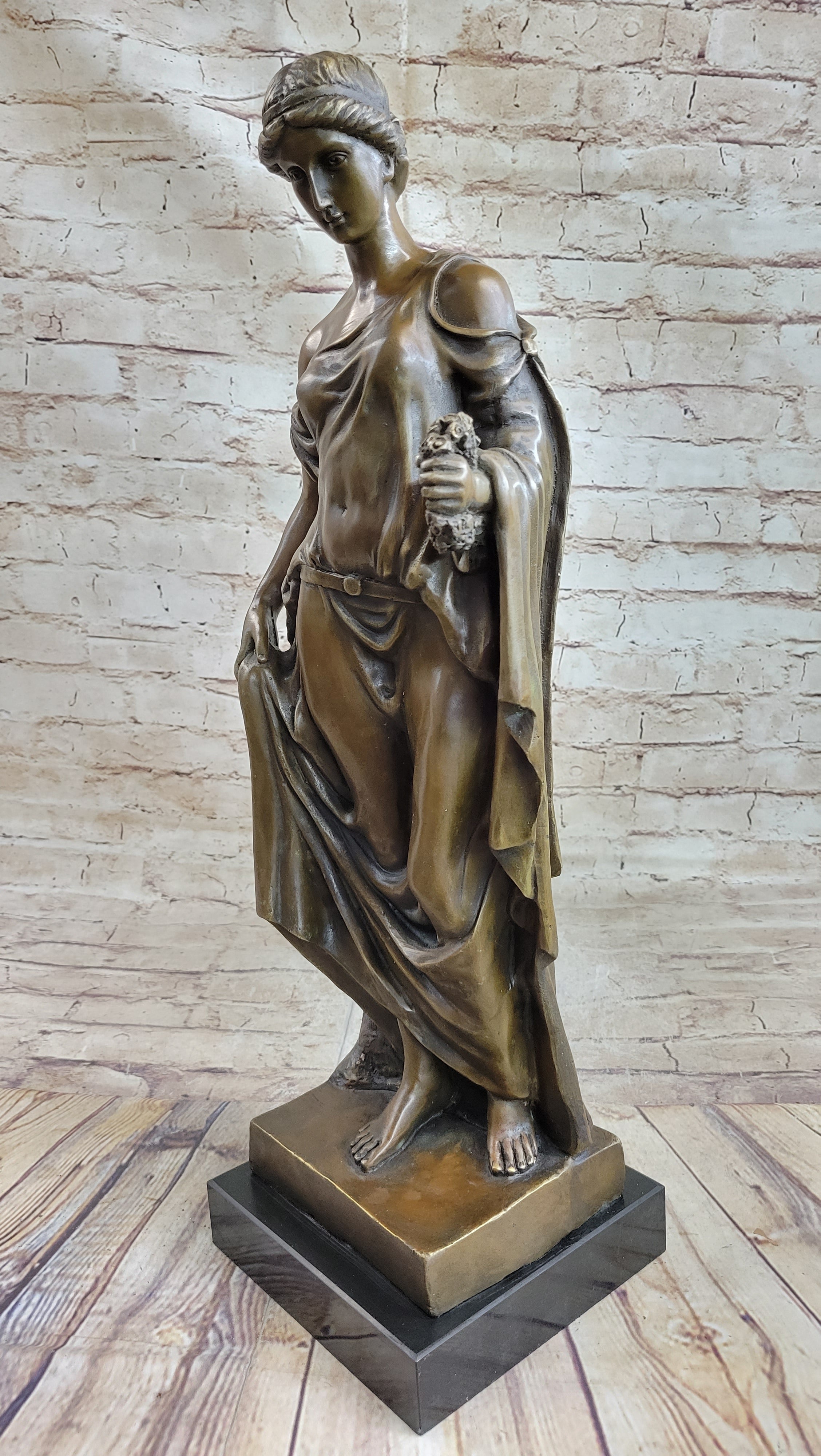 100% Solid Genuine Bronze Sculpture Hot Cast Naked Nude Maiden Figurine SALE