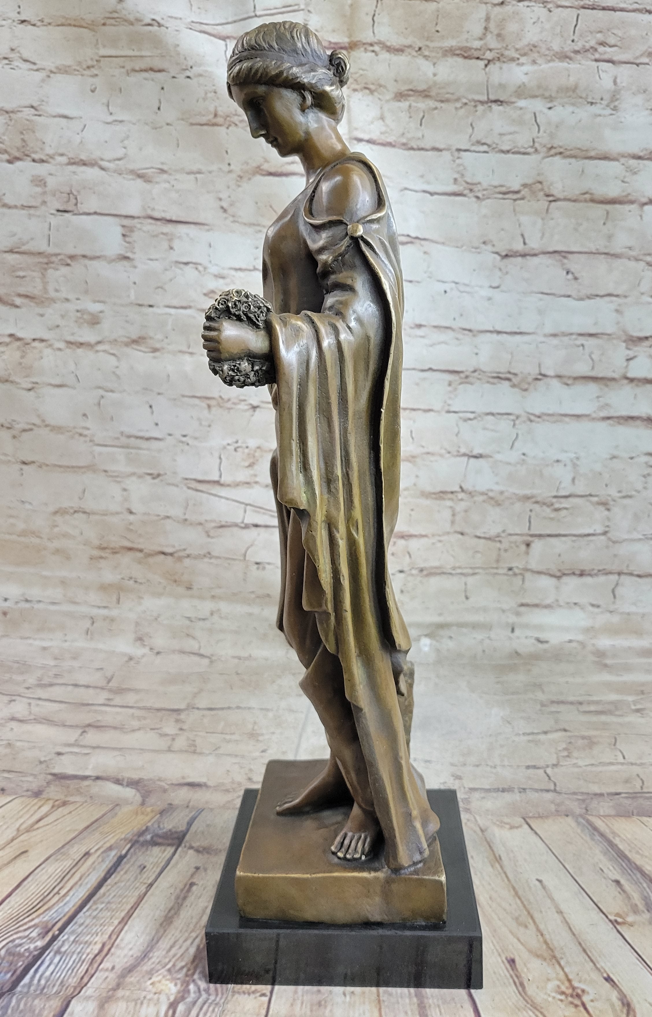 100% Solid Genuine Bronze Sculpture Hot Cast Naked Nude Maiden Figurine SALE